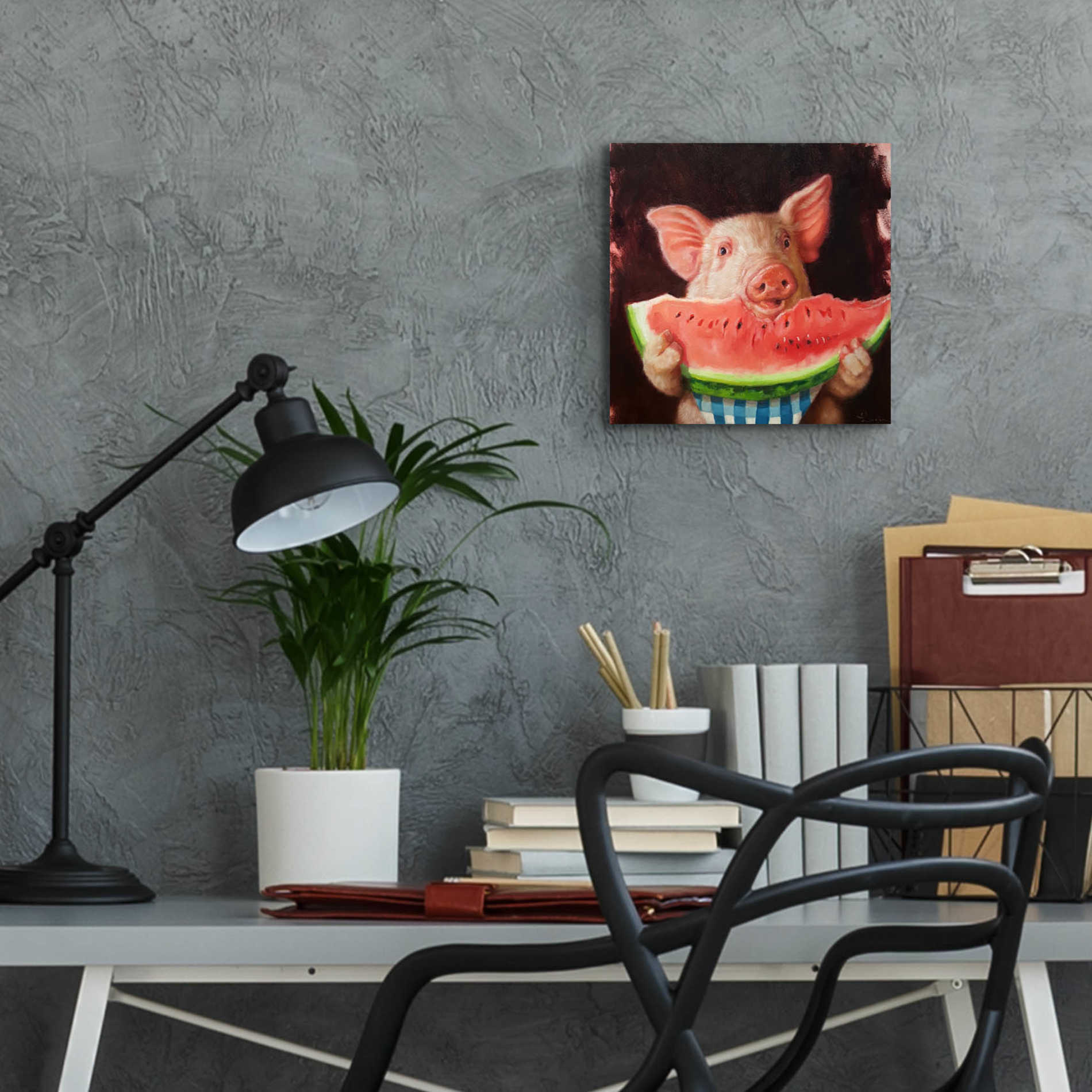 Epic Art 'Pig Out' by Lucia Heffernan, Acrylic Glass Wall Art,12x12