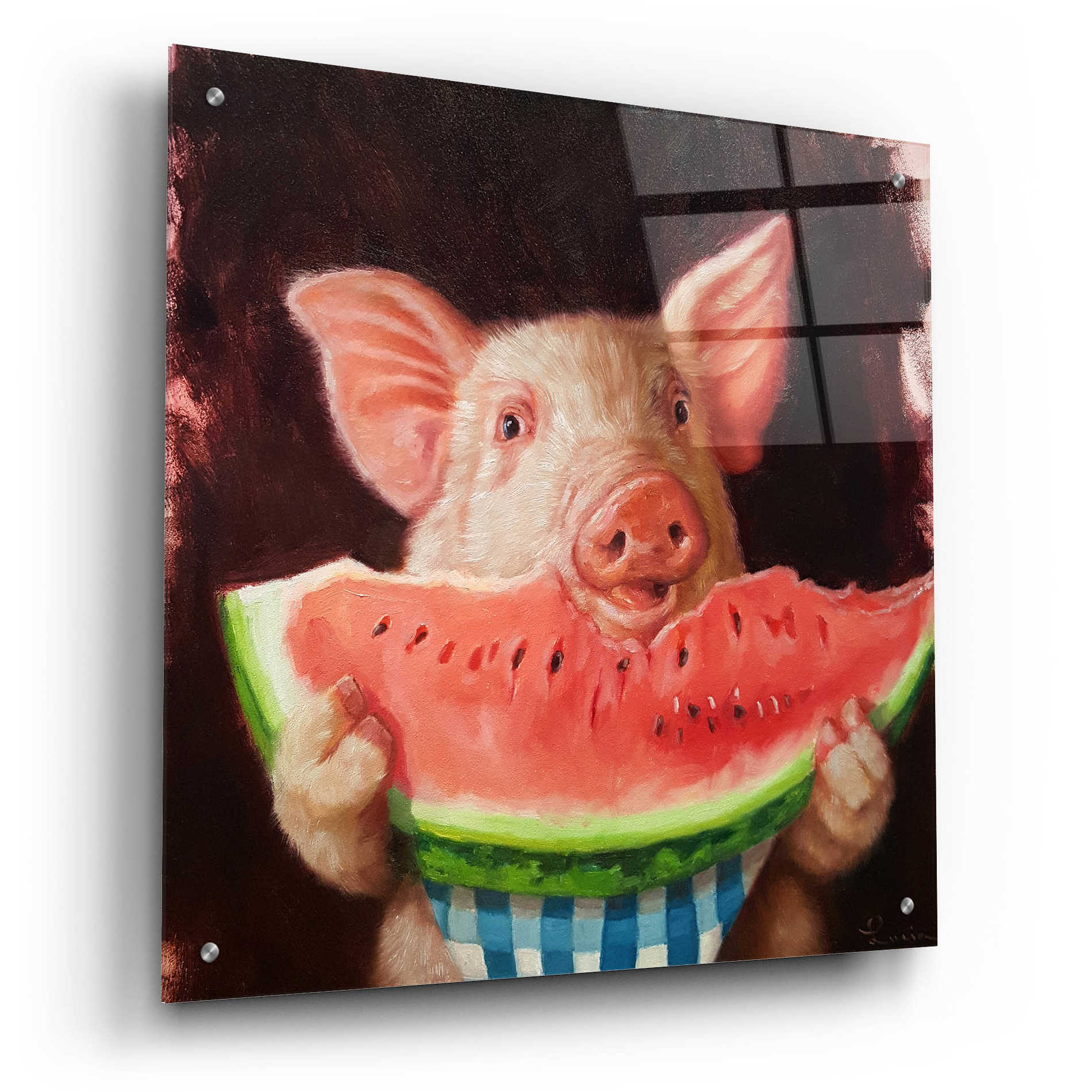 Epic Art 'Pig Out' by Lucia Heffernan, Acrylic Glass Wall Art,24x24