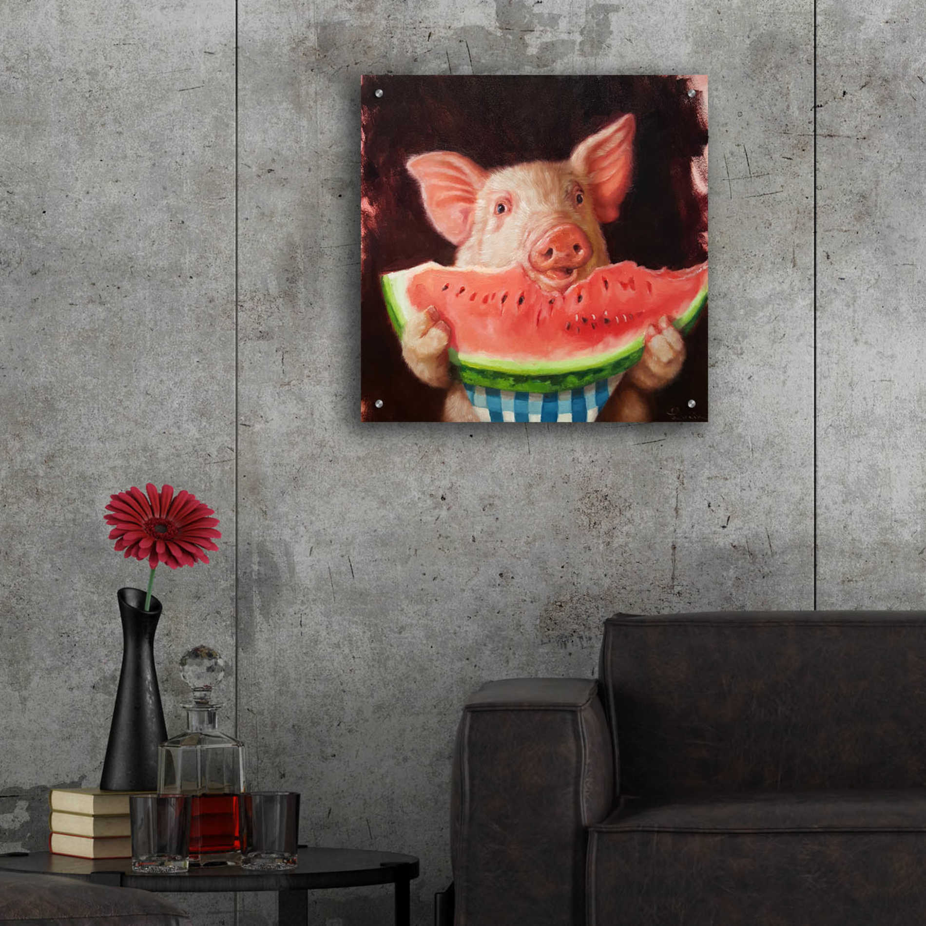 Epic Art 'Pig Out' by Lucia Heffernan, Acrylic Glass Wall Art,24x24