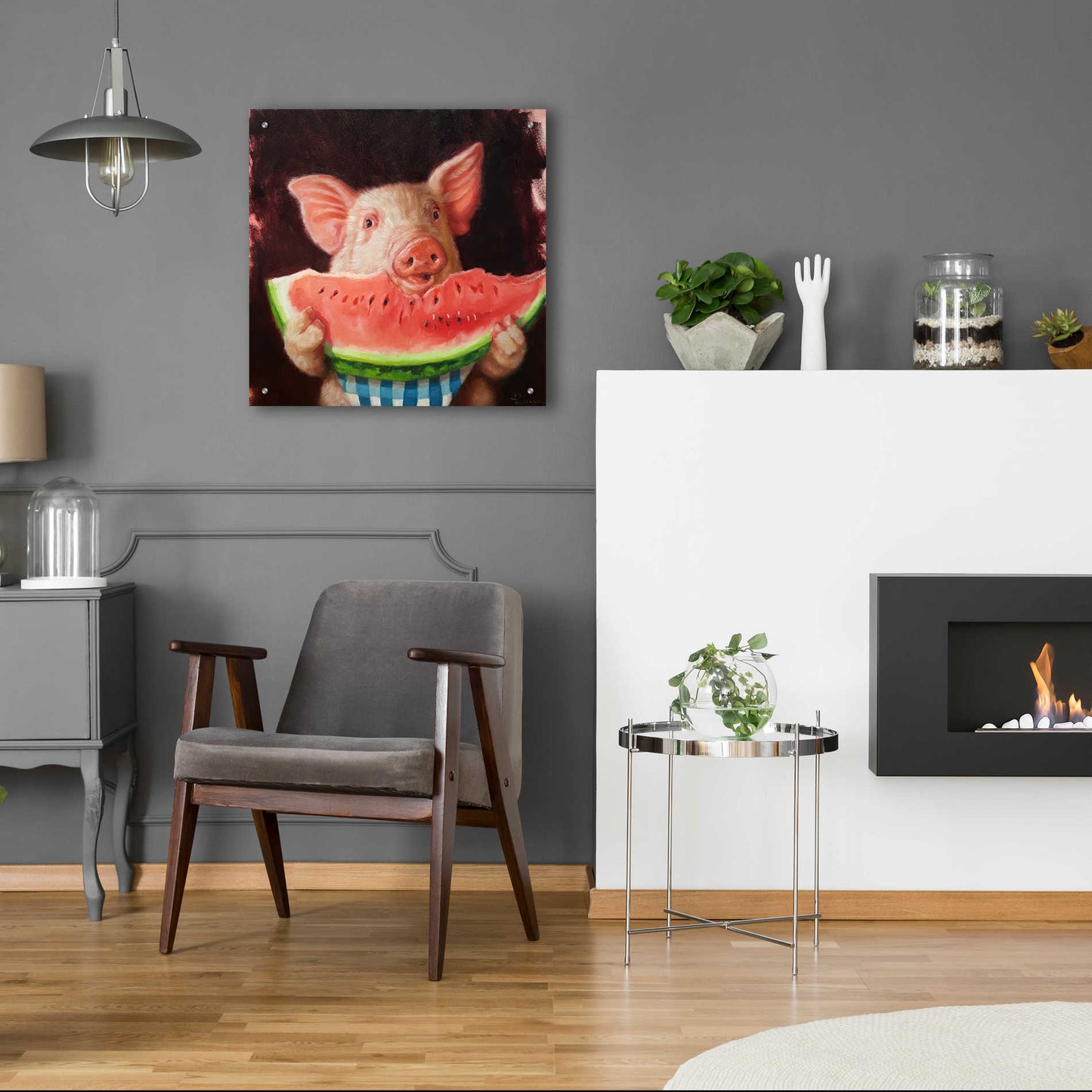 Epic Art 'Pig Out' by Lucia Heffernan, Acrylic Glass Wall Art,24x24