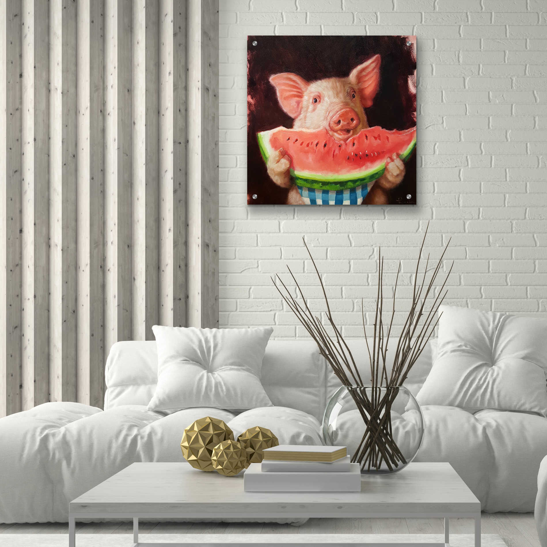 Epic Art 'Pig Out' by Lucia Heffernan, Acrylic Glass Wall Art,24x24