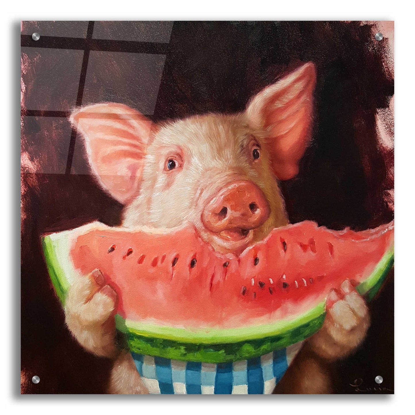 Epic Art 'Pig Out' by Lucia Heffernan, Acrylic Glass Wall Art,24x24