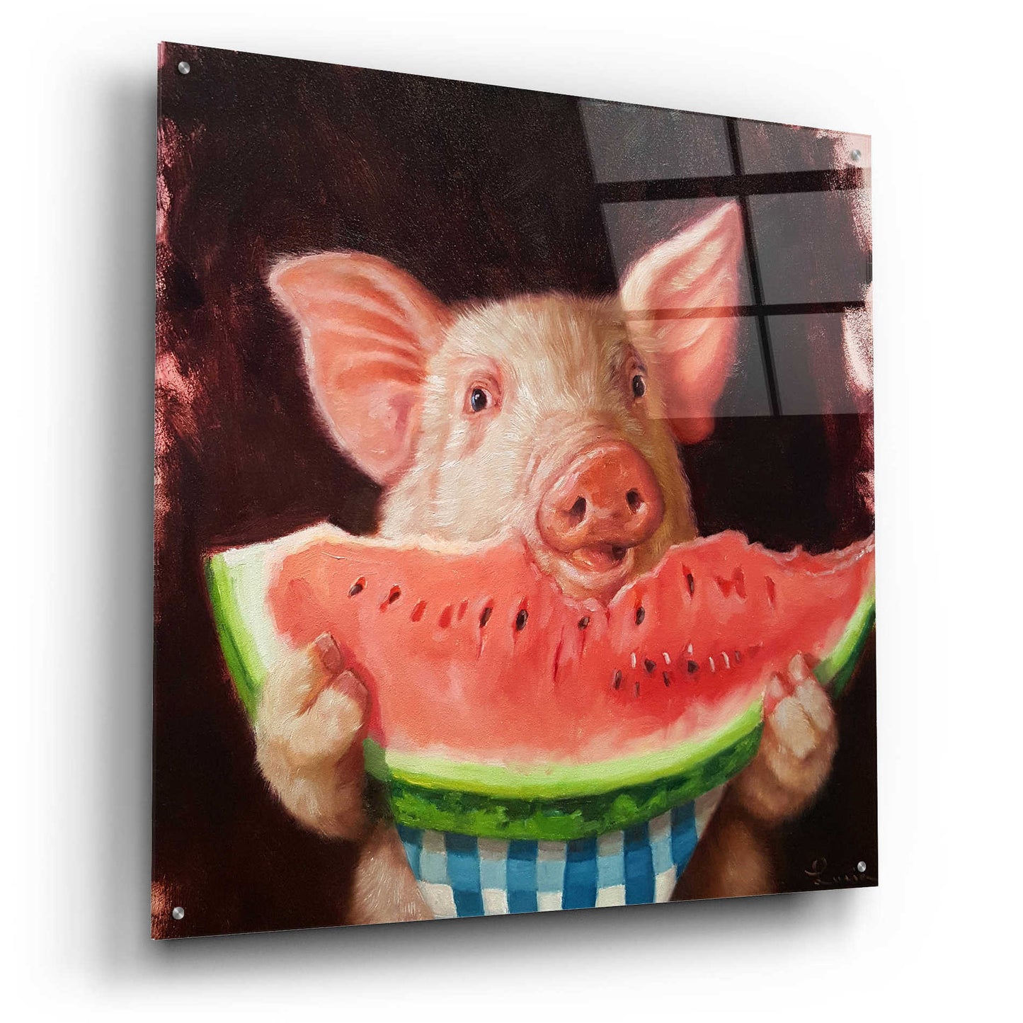 Epic Art 'Pig Out' by Lucia Heffernan, Acrylic Glass Wall Art,36x36