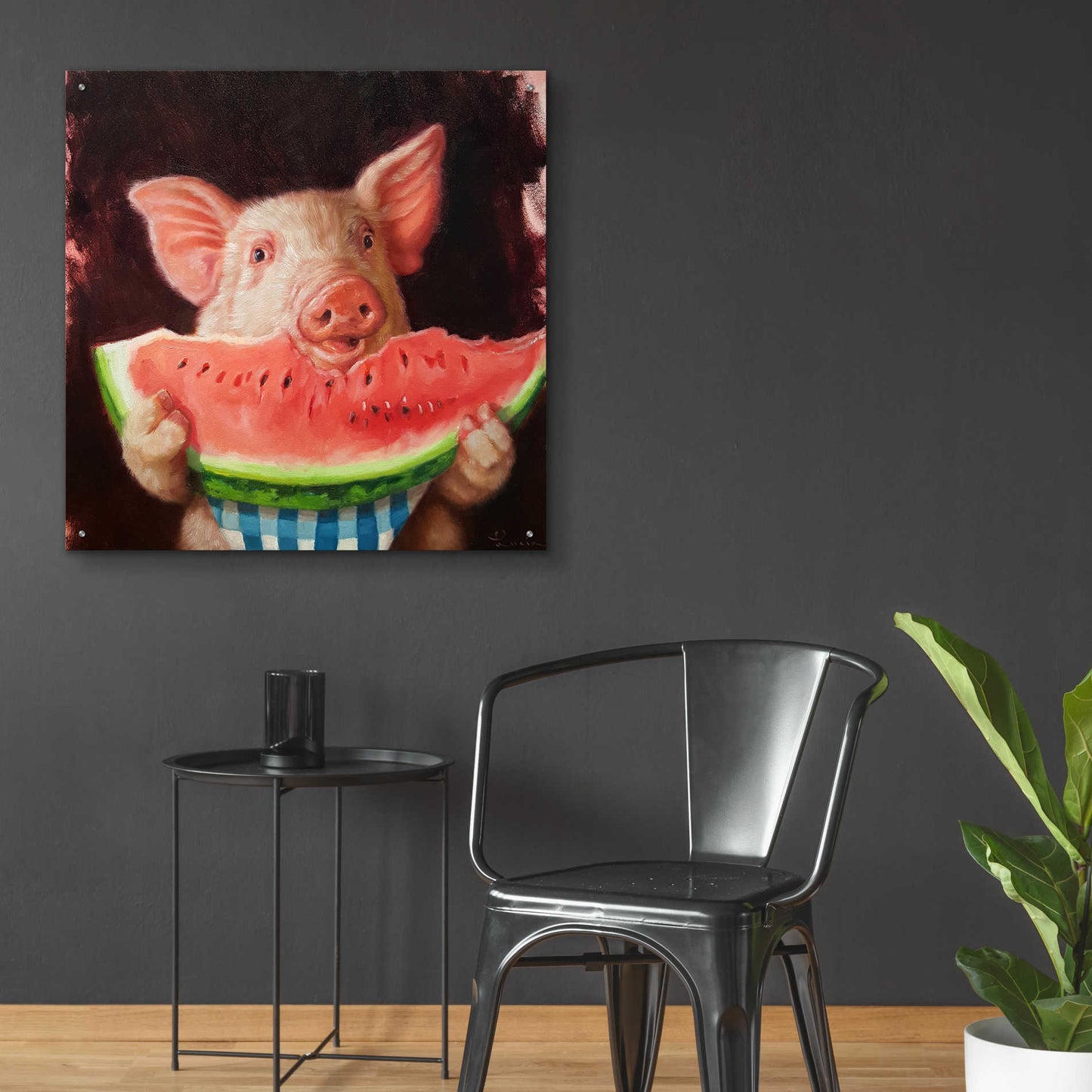 Epic Art 'Pig Out' by Lucia Heffernan, Acrylic Glass Wall Art,36x36