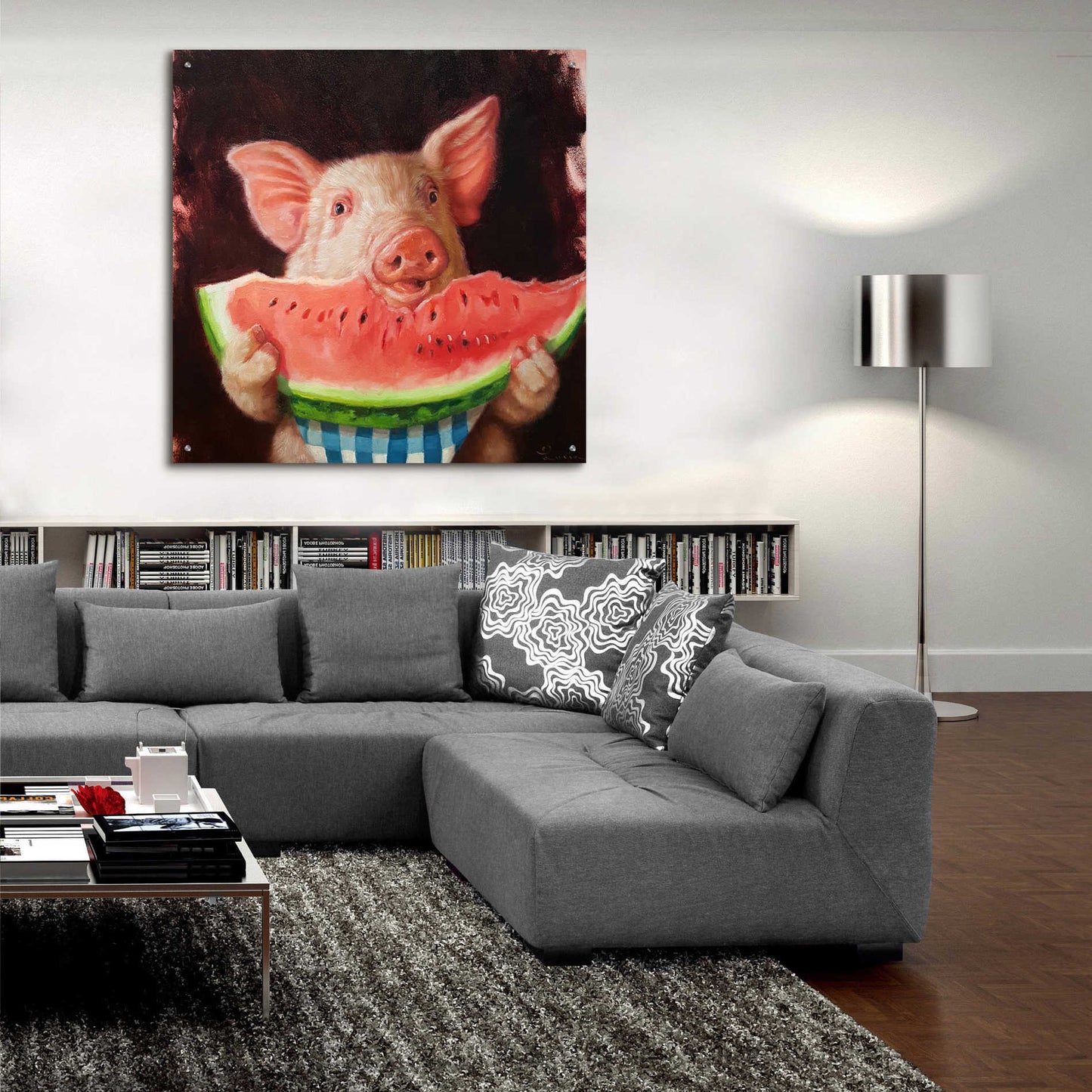 Epic Art 'Pig Out' by Lucia Heffernan, Acrylic Glass Wall Art,36x36