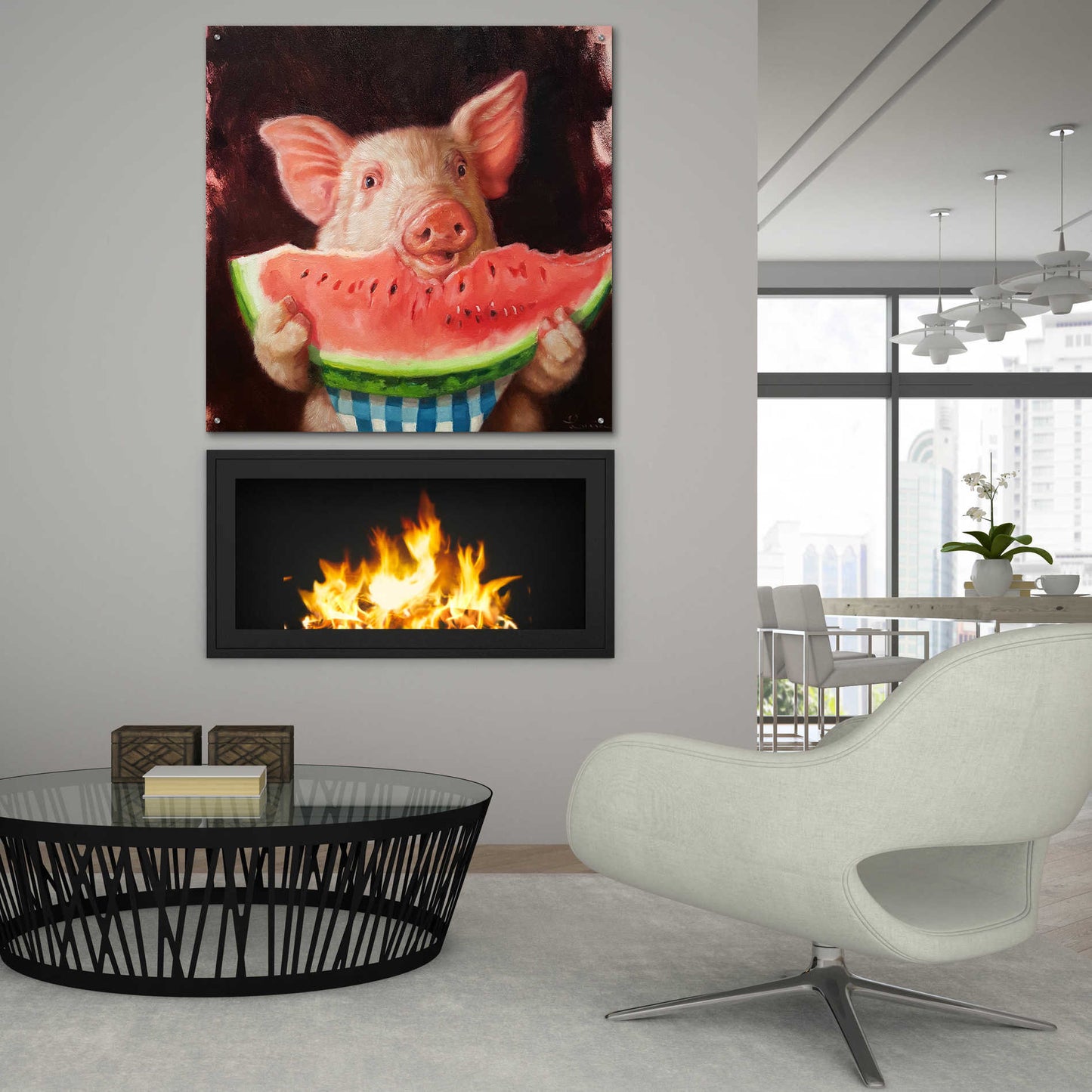 Epic Art 'Pig Out' by Lucia Heffernan, Acrylic Glass Wall Art,36x36