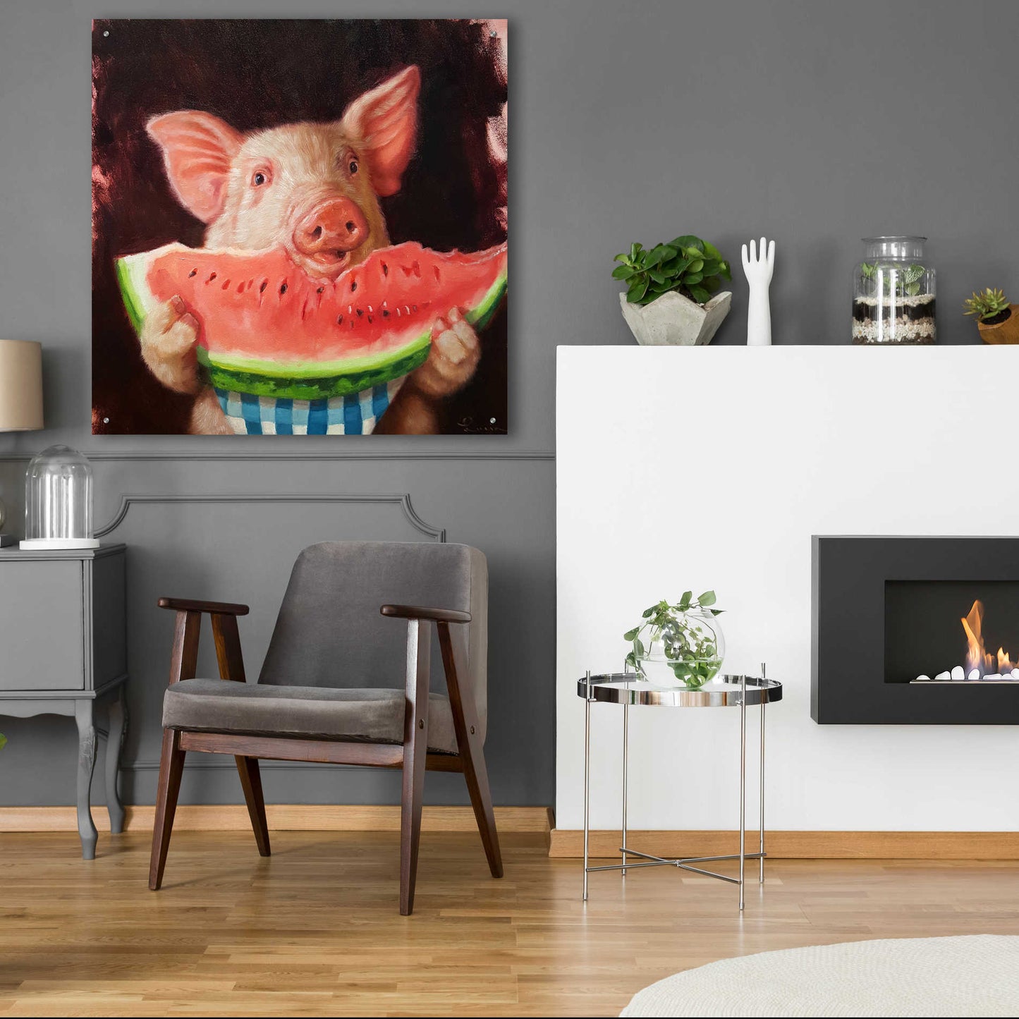 Epic Art 'Pig Out' by Lucia Heffernan, Acrylic Glass Wall Art,36x36