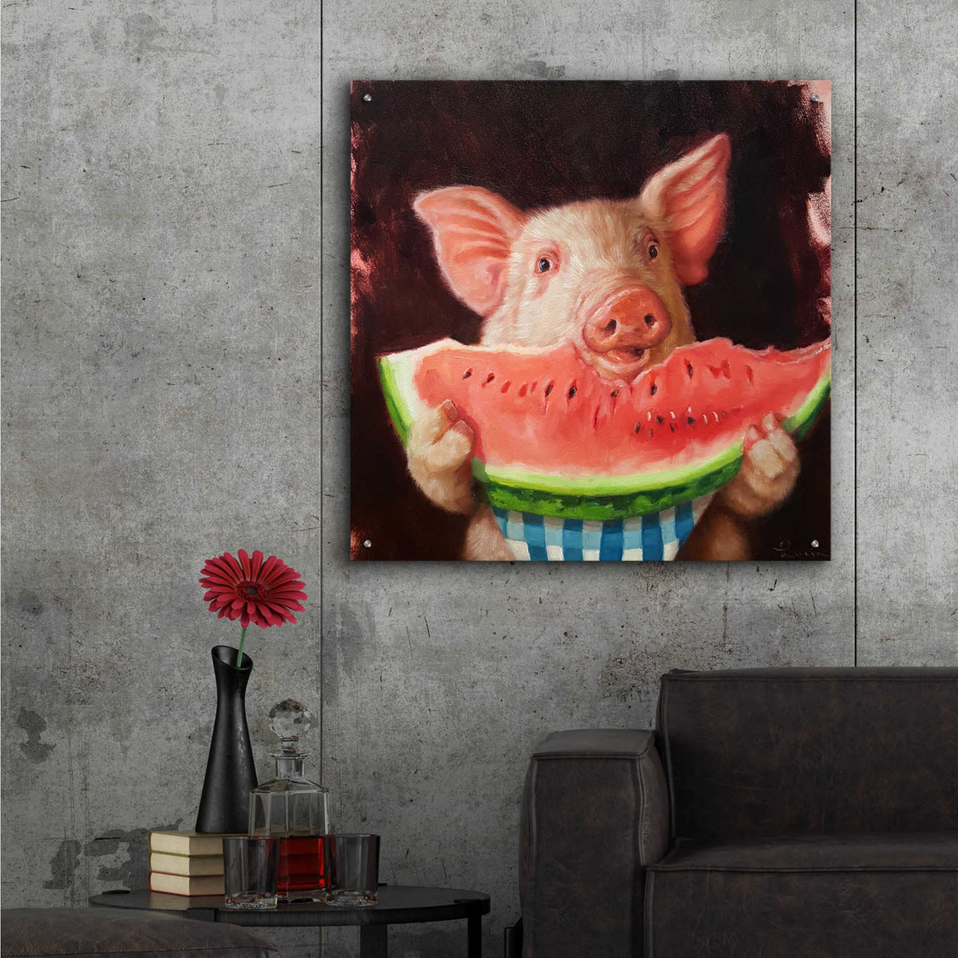 Epic Art 'Pig Out' by Lucia Heffernan, Acrylic Glass Wall Art,36x36