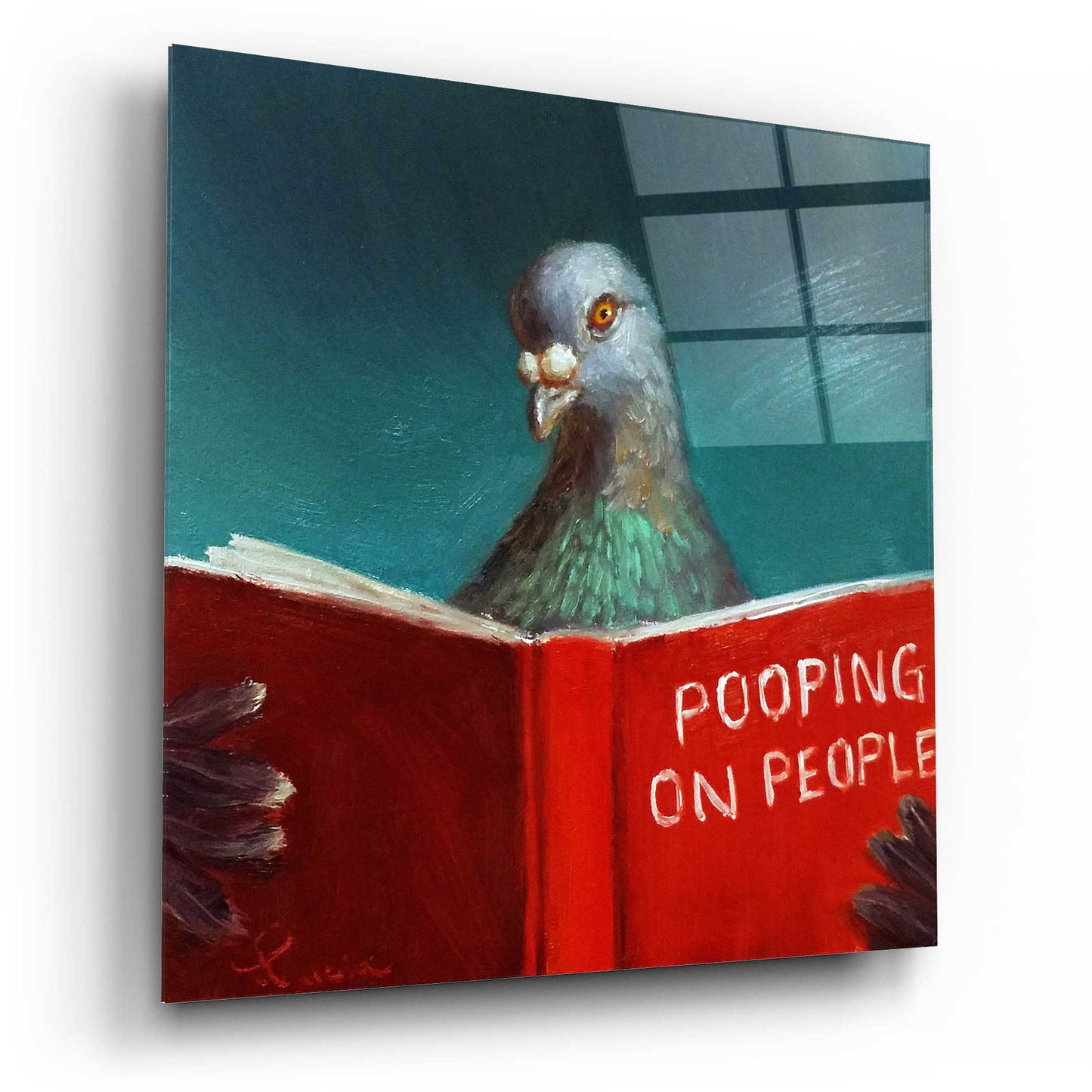 Epic Art 'Pooping on People' by Lucia Heffernan, Acrylic Glass Wall Art,12x12