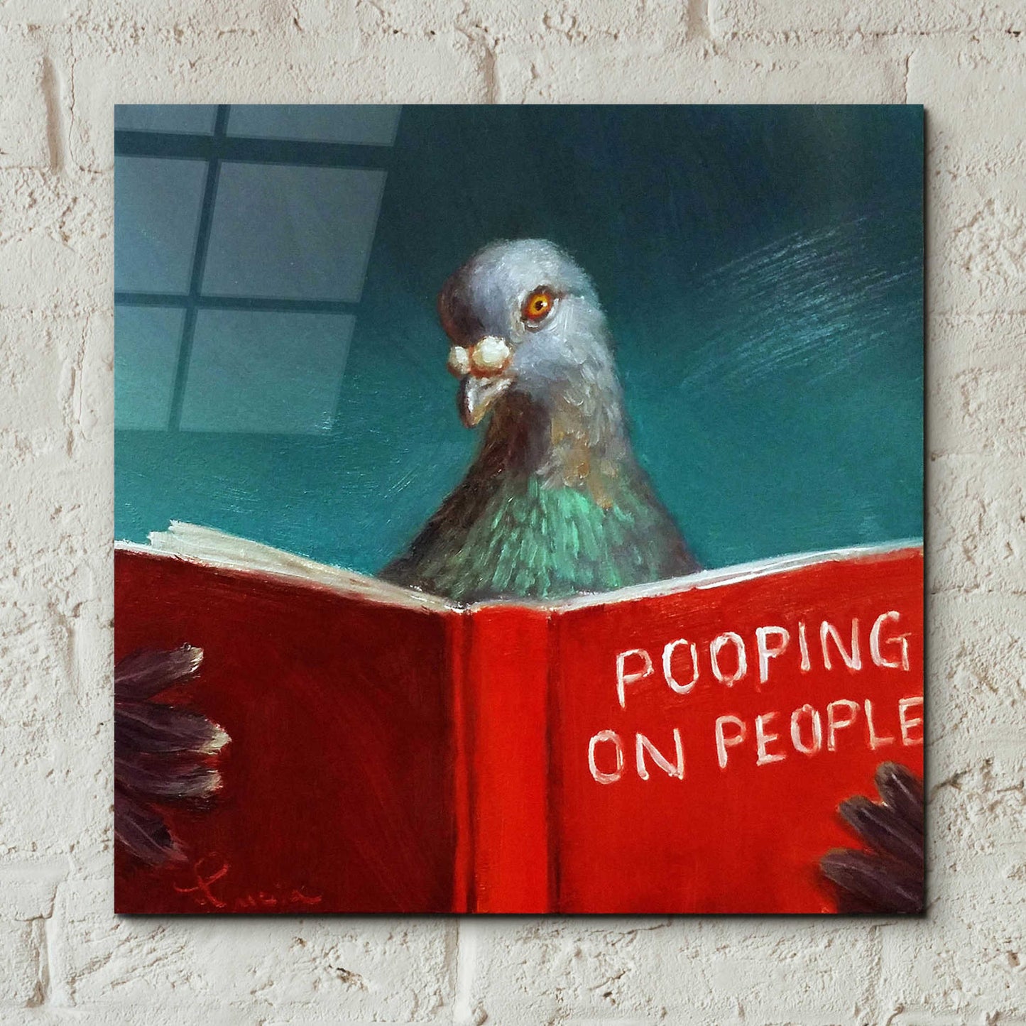 Epic Art 'Pooping on People' by Lucia Heffernan, Acrylic Glass Wall Art,12x12