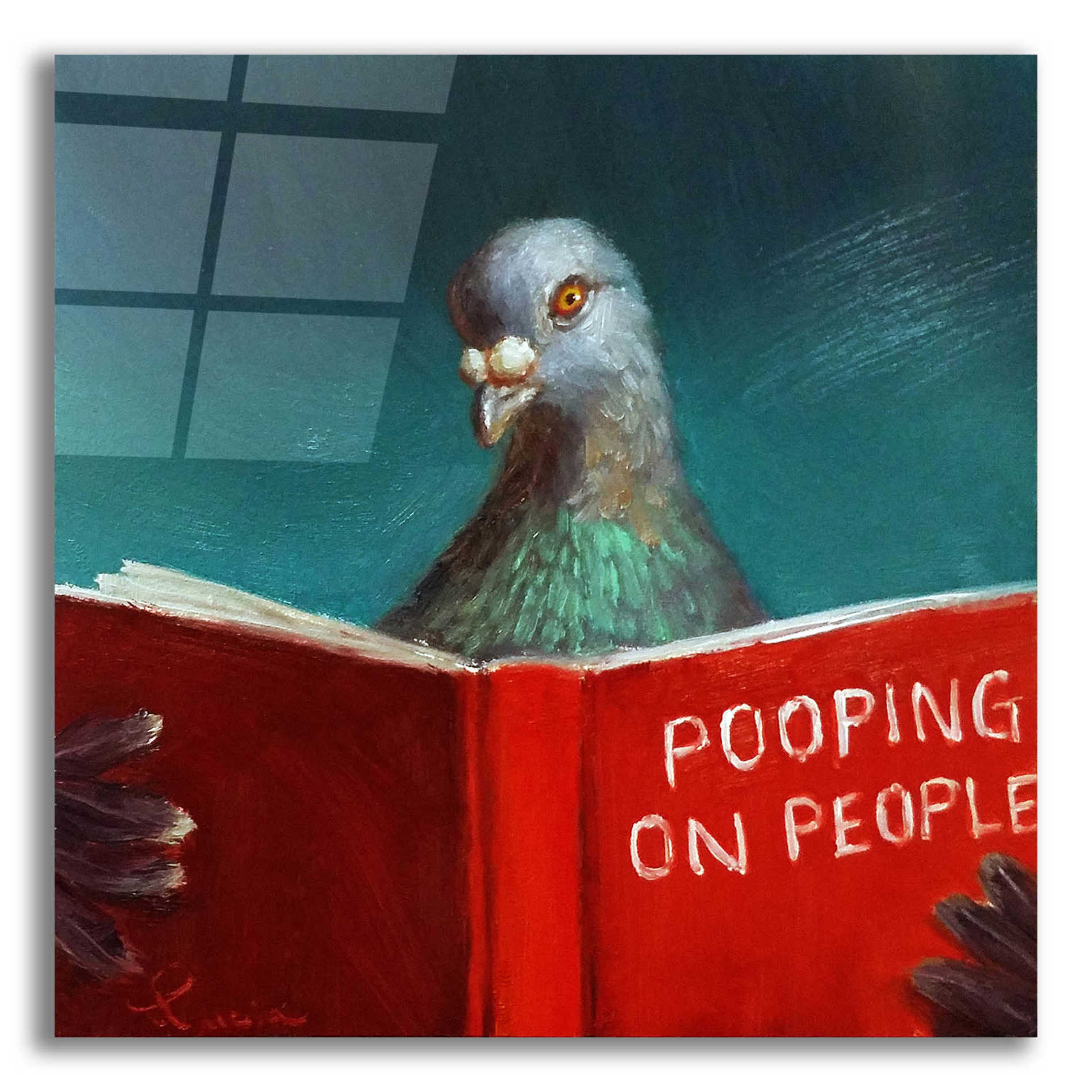 Epic Art 'Pooping on People' by Lucia Heffernan, Acrylic Glass Wall Art,12x12