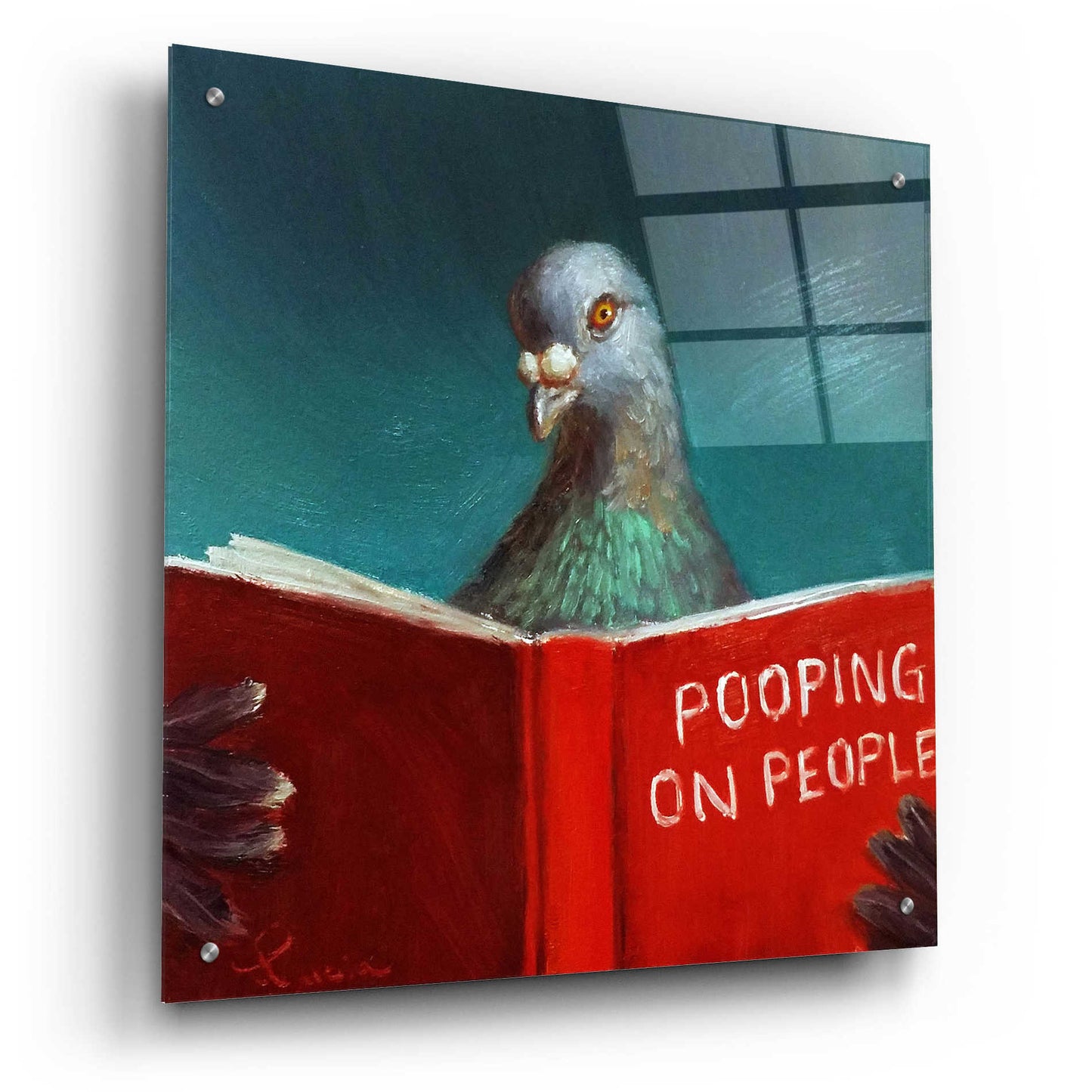 Epic Art 'Pooping on People' by Lucia Heffernan, Acrylic Glass Wall Art,24x24