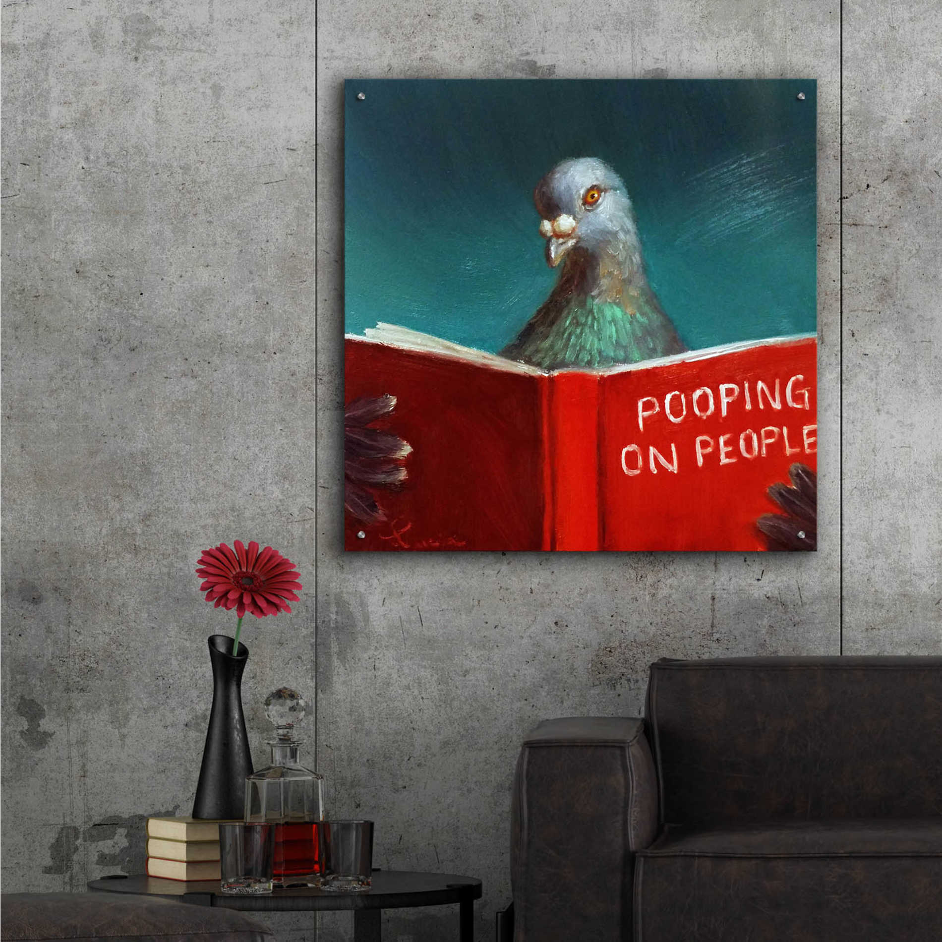 Epic Art 'Pooping on People' by Lucia Heffernan, Acrylic Glass Wall Art,36x36