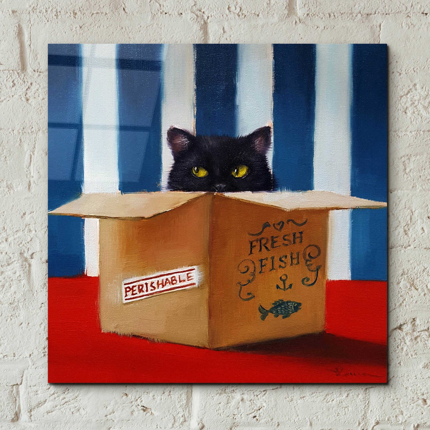 Epic Art 'Cat Burglar' by Lucia Heffernan, Acrylic Glass Wall Art,12x12