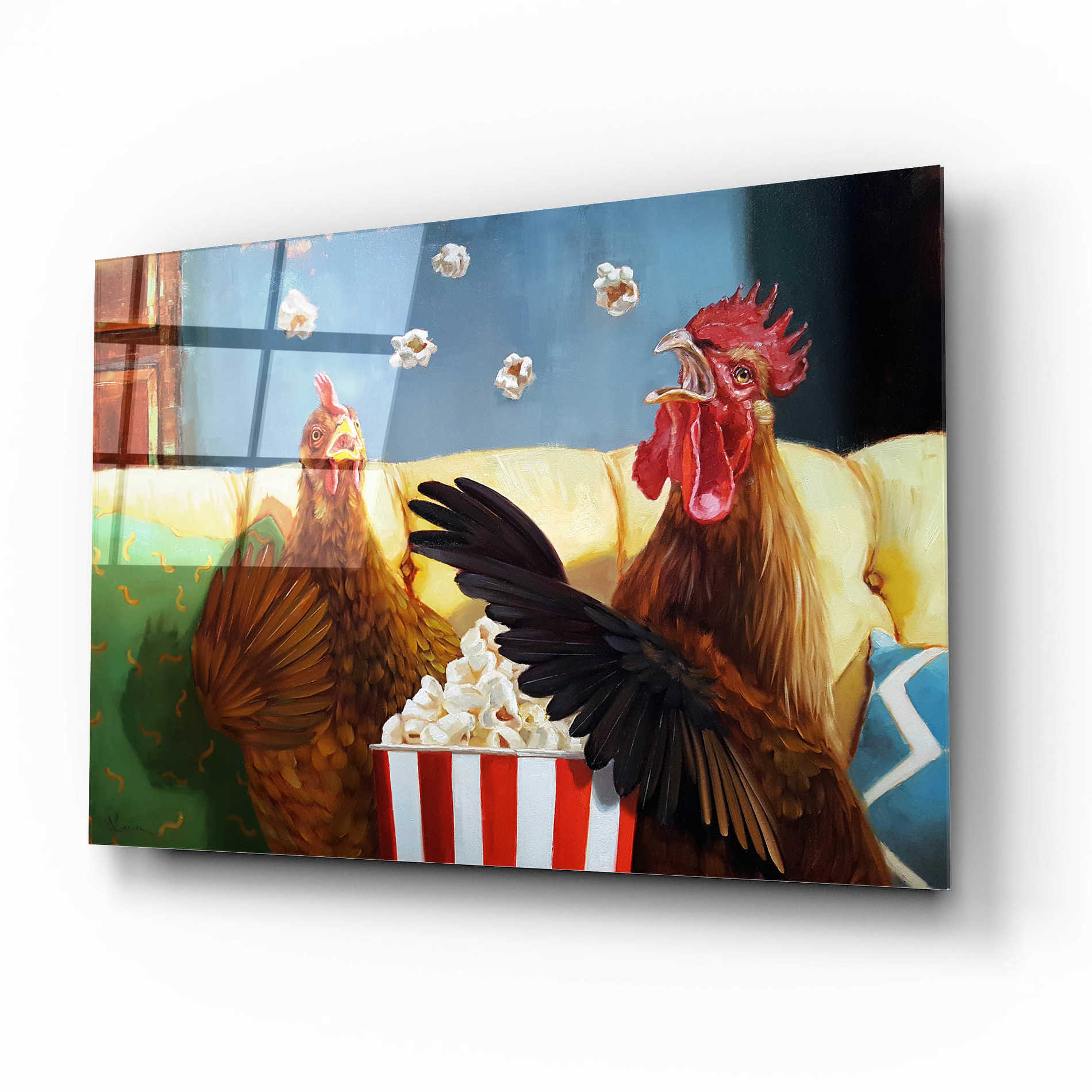 Epic Art 'Popcorn Chickens' by Lucia Heffernan, Acrylic Glass Wall Art,16x12