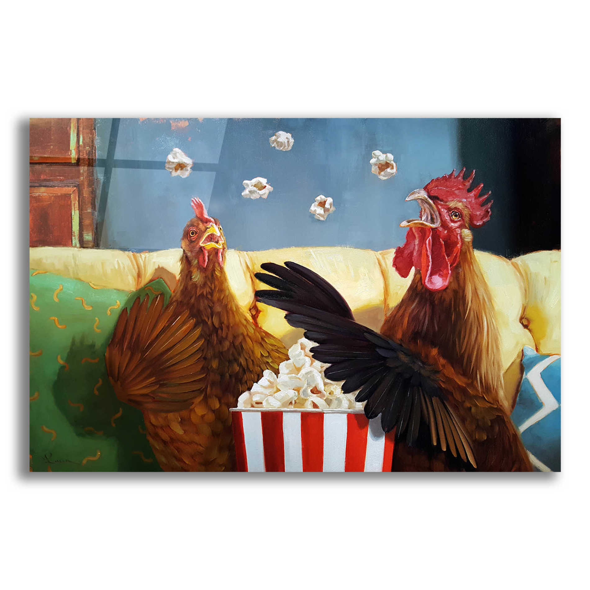 Epic Art 'Popcorn Chickens' by Lucia Heffernan, Acrylic Glass Wall Art,16x12