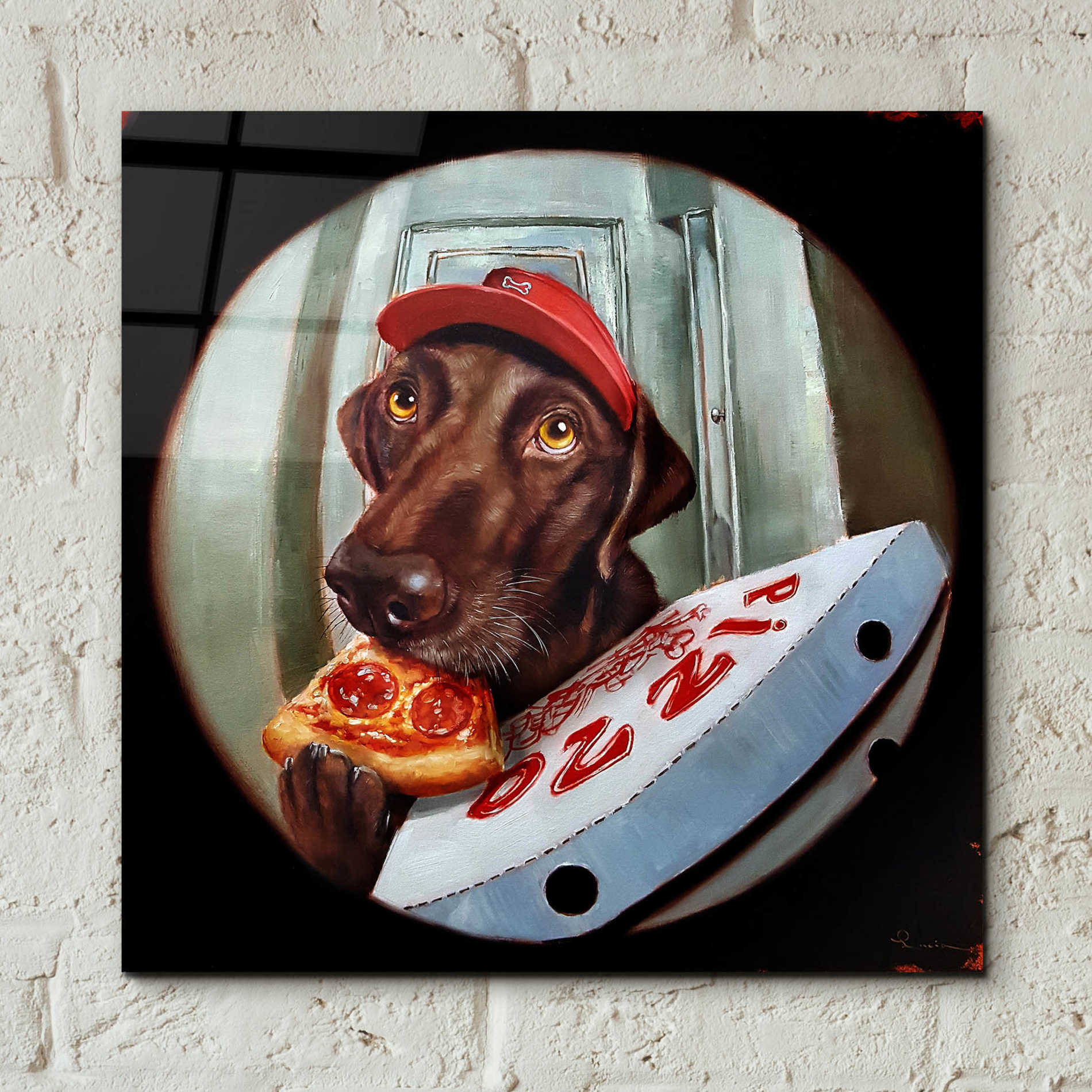 Epic Art 'Pupperoni' by Lucia Heffernan, Acrylic Glass Wall Art,12x12