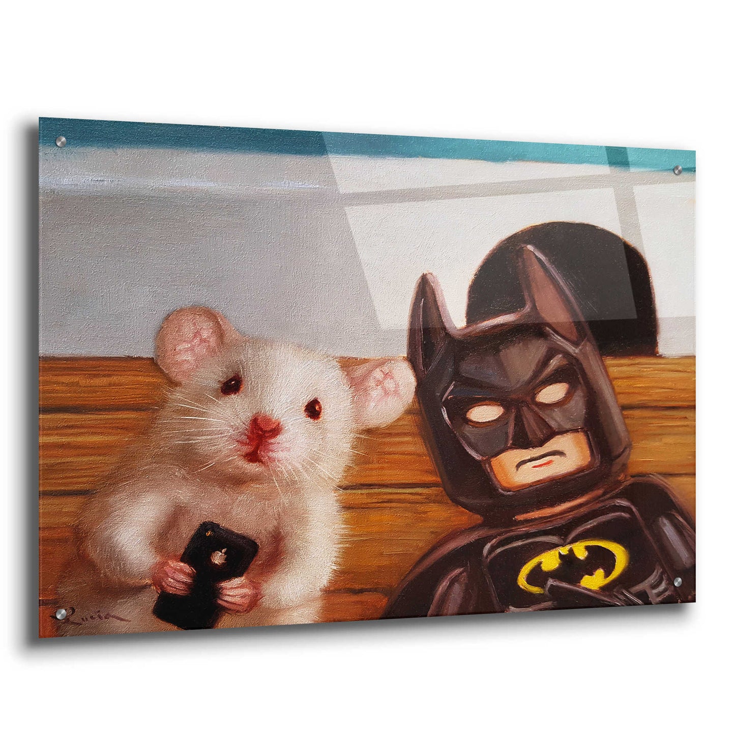 Epic Art 'Selfie with Batman' by Lucia Heffernan, Acrylic Glass Wall Art,36x24