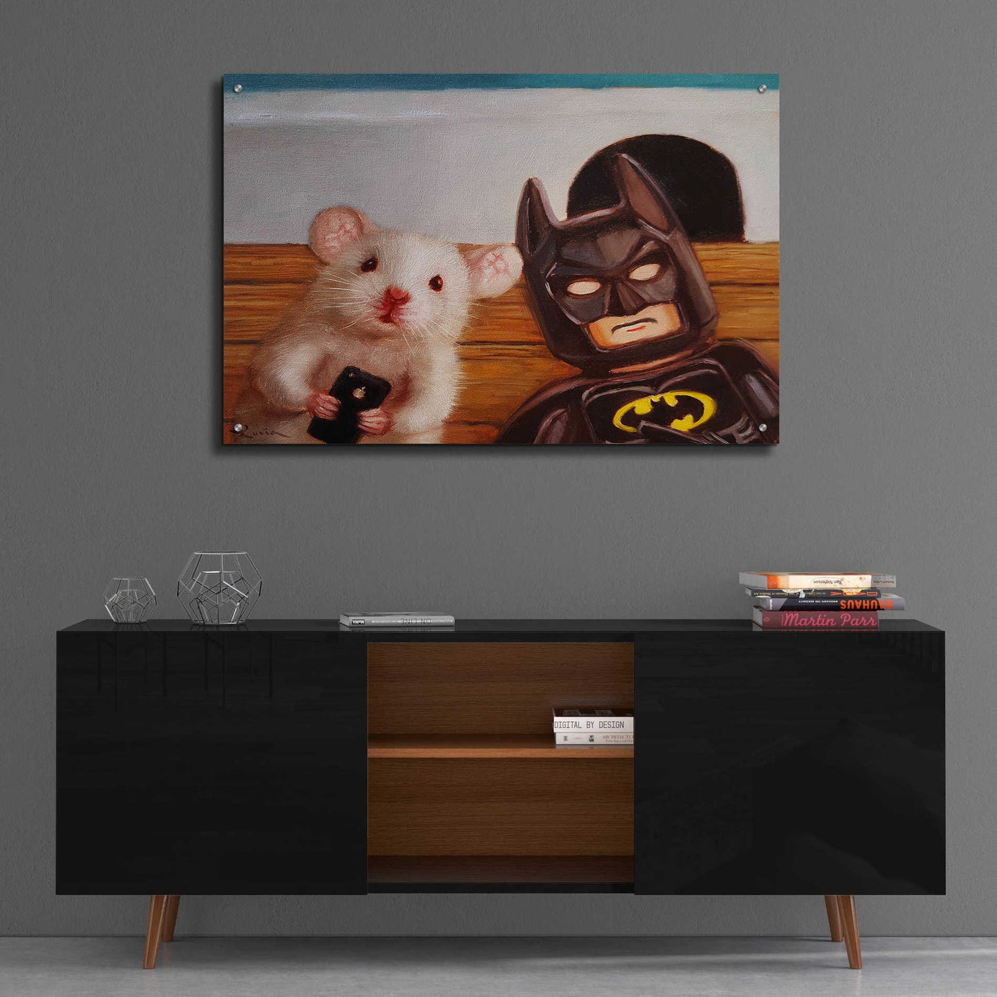 Epic Art 'Selfie with Batman' by Lucia Heffernan, Acrylic Glass Wall Art,36x24