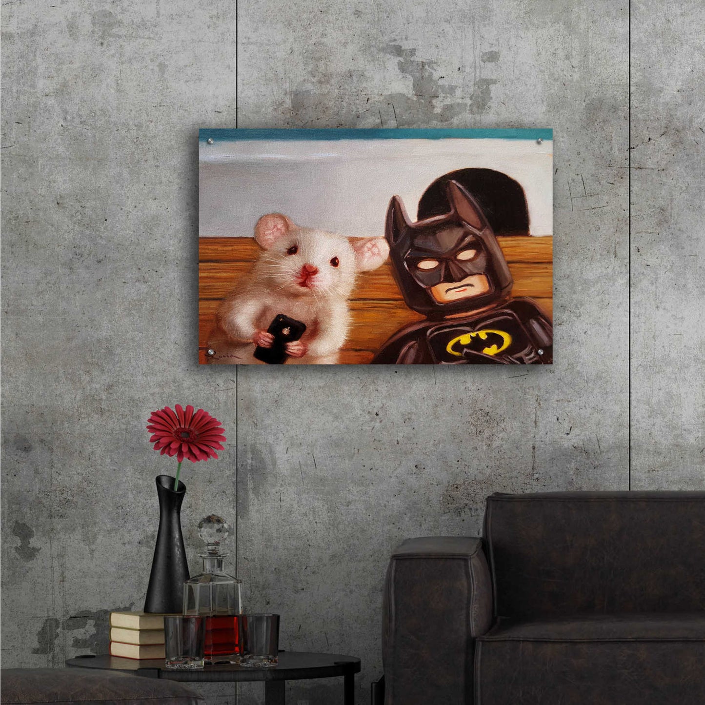 Epic Art 'Selfie with Batman' by Lucia Heffernan, Acrylic Glass Wall Art,36x24