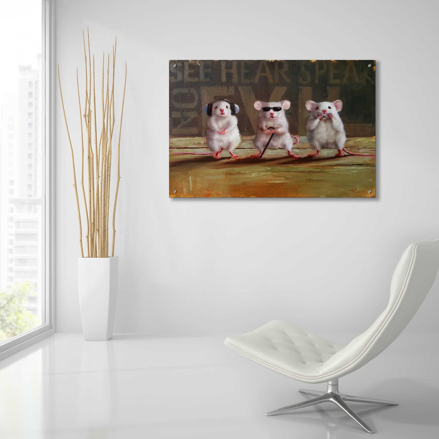 Epic Art 'Three Wise Mice' by Lucia Heffernan, Acrylic Glass Wall Art,36x24