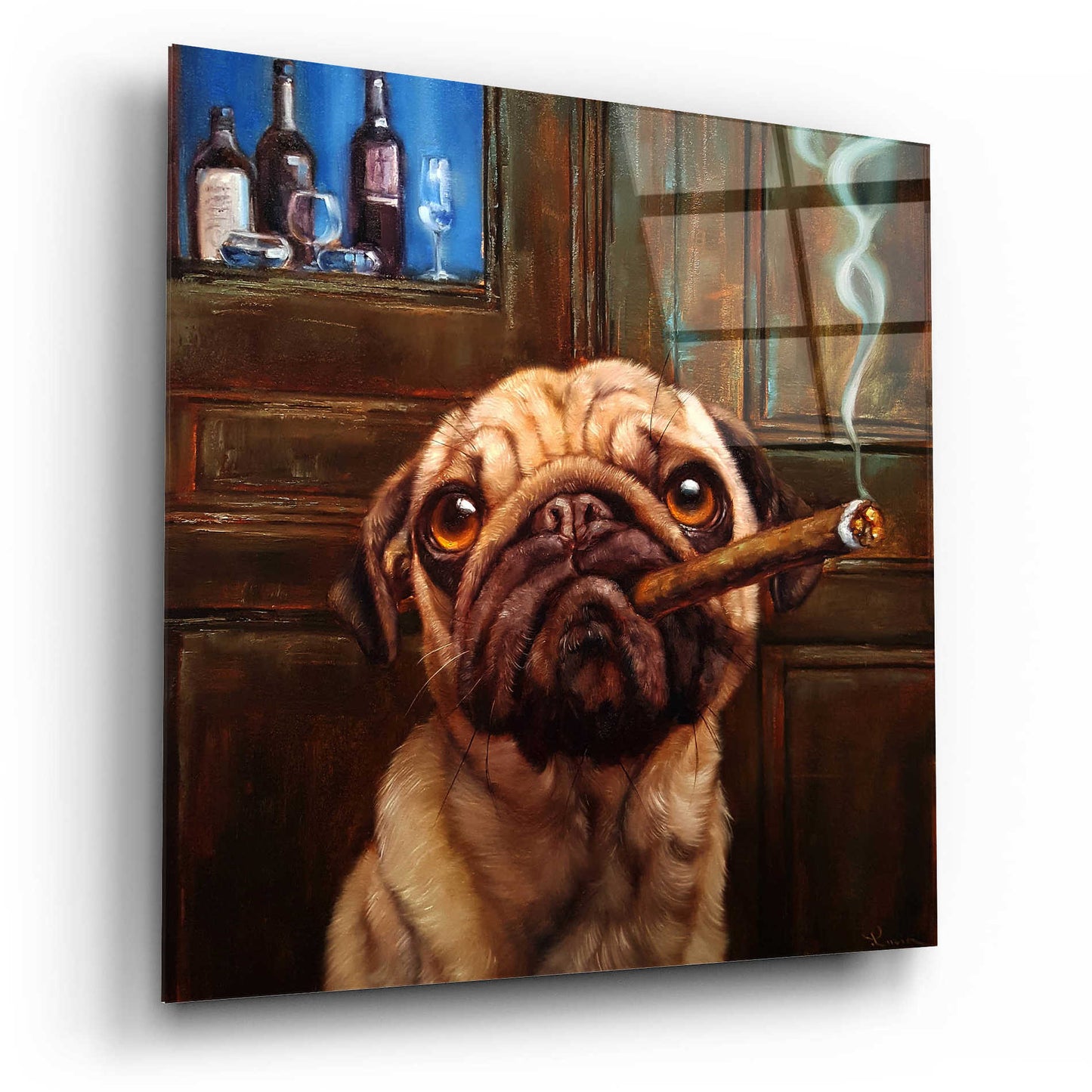 Epic Art 'Uptown Pug' by Lucia Heffernan, Acrylic Glass Wall Art,12x12