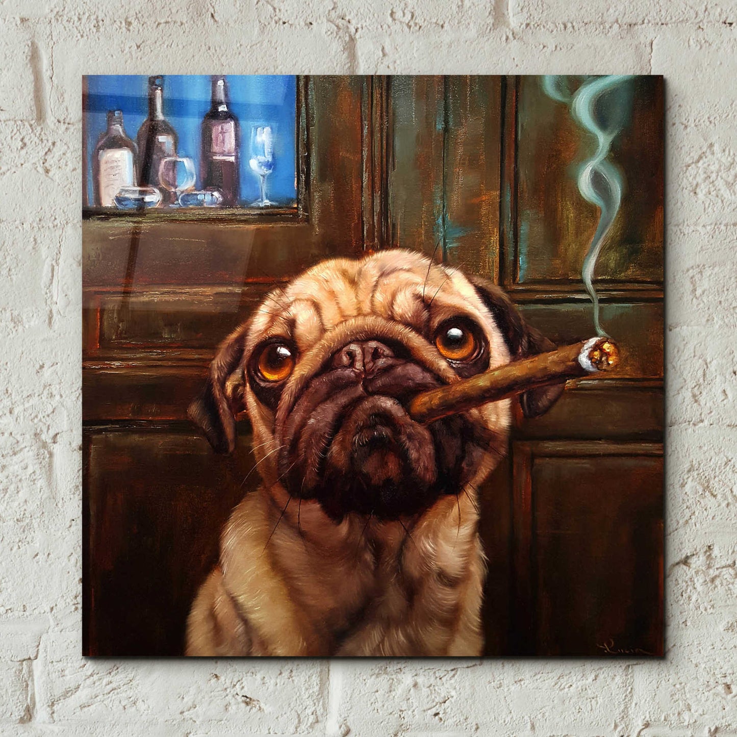 Epic Art 'Uptown Pug' by Lucia Heffernan, Acrylic Glass Wall Art,12x12