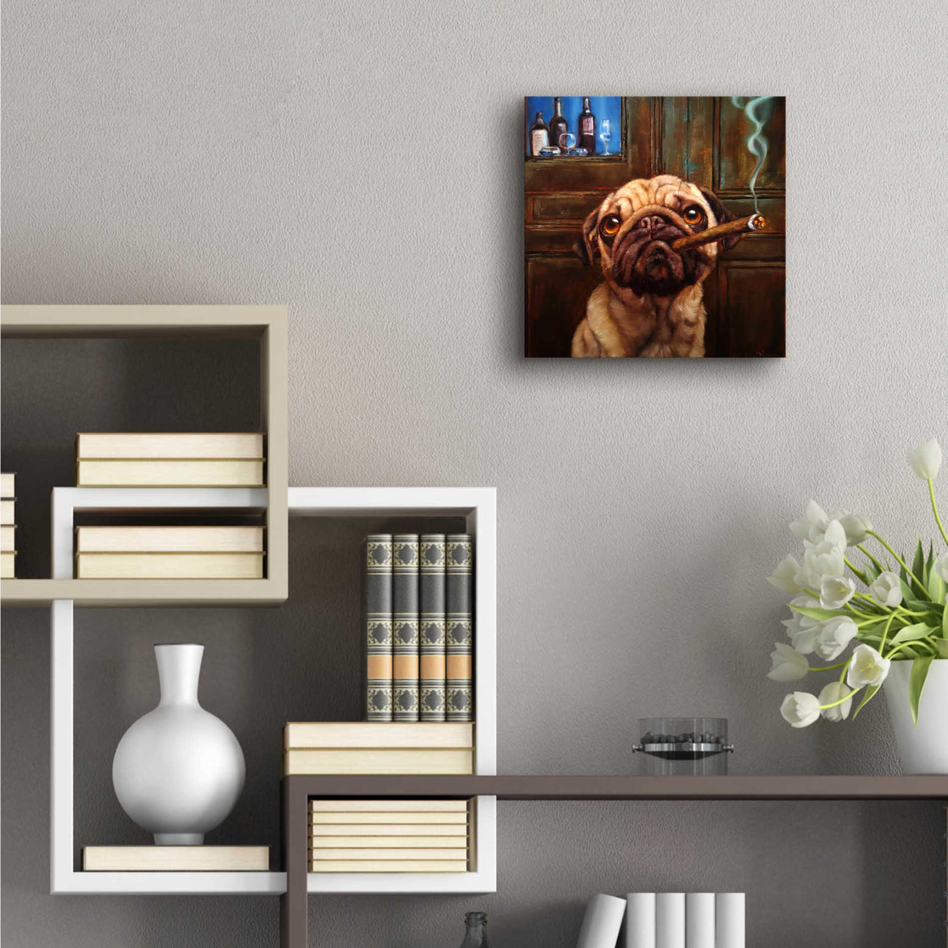 Epic Art 'Uptown Pug' by Lucia Heffernan, Acrylic Glass Wall Art,12x12