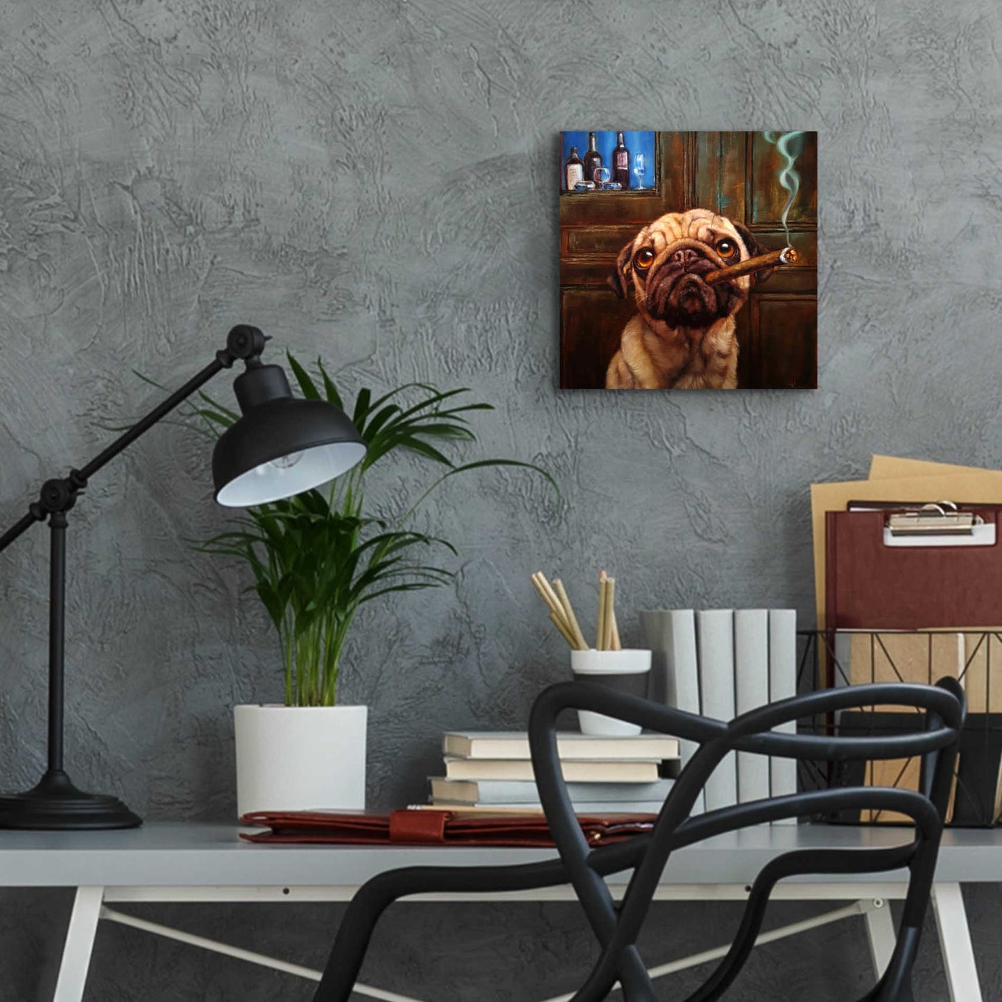 Epic Art 'Uptown Pug' by Lucia Heffernan, Acrylic Glass Wall Art,12x12