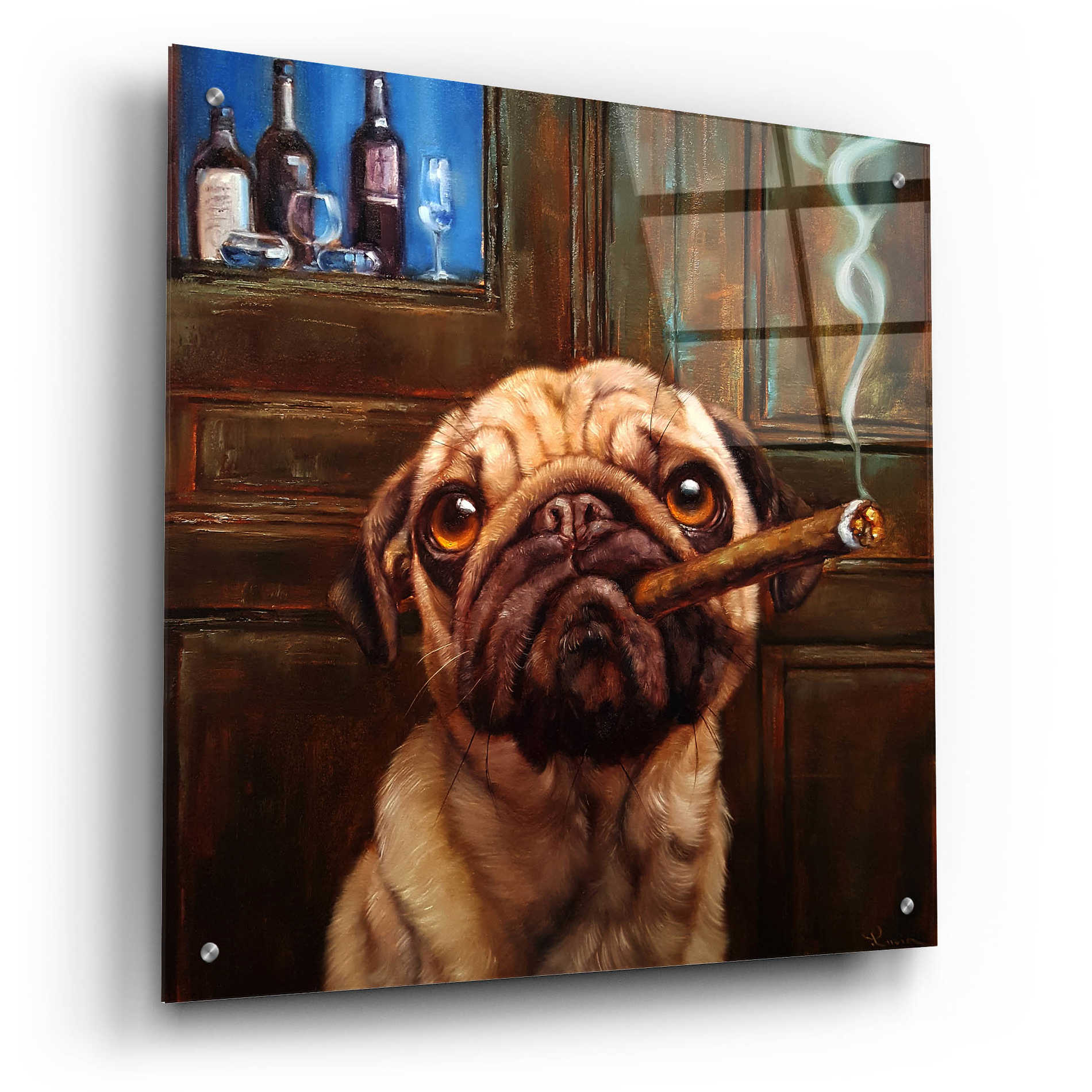 Epic Art 'Uptown Pug' by Lucia Heffernan, Acrylic Glass Wall Art,24x24