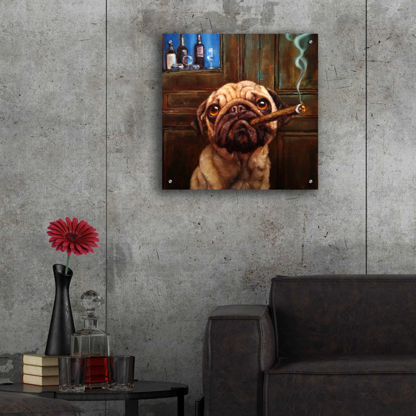 Epic Art 'Uptown Pug' by Lucia Heffernan, Acrylic Glass Wall Art,24x24