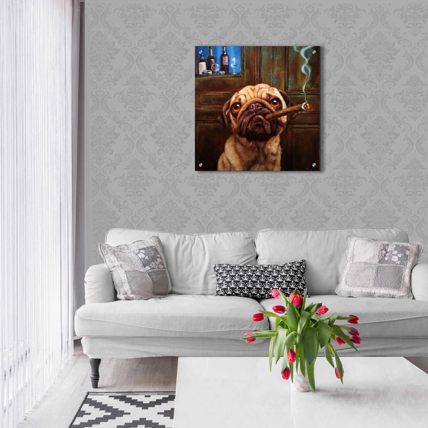 Epic Art 'Uptown Pug' by Lucia Heffernan, Acrylic Glass Wall Art,24x24