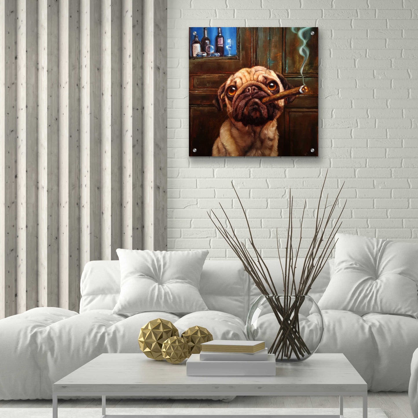 Epic Art 'Uptown Pug' by Lucia Heffernan, Acrylic Glass Wall Art,24x24