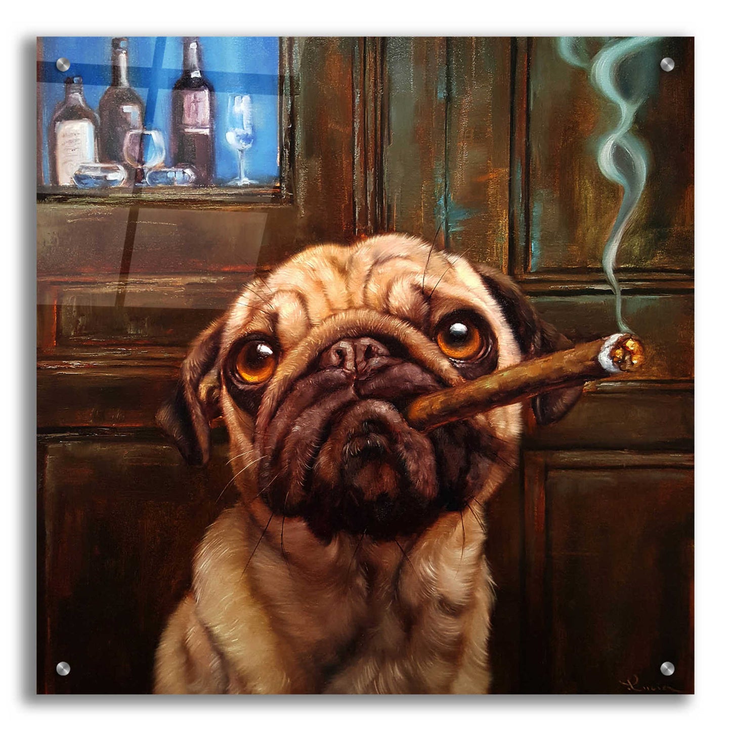 Epic Art 'Uptown Pug' by Lucia Heffernan, Acrylic Glass Wall Art,24x24