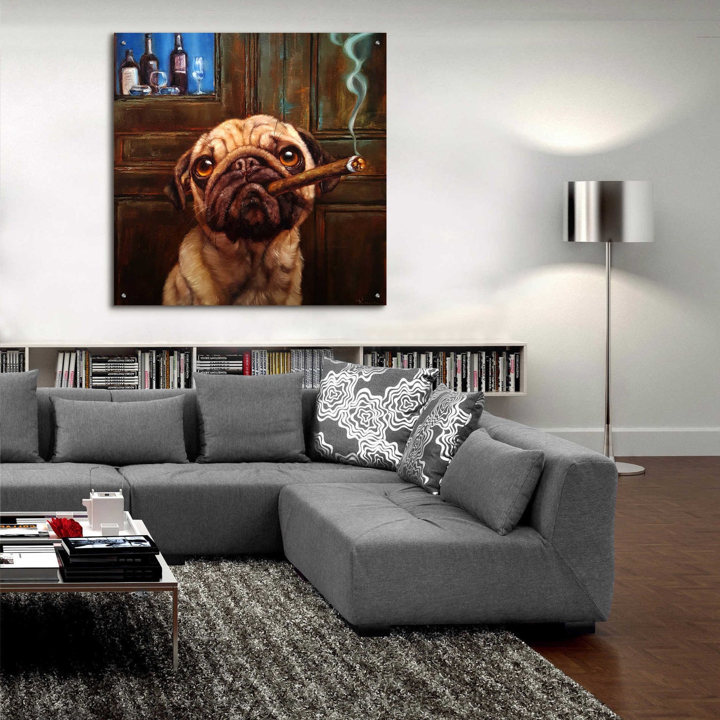 Epic Art 'Uptown Pug' by Lucia Heffernan, Acrylic Glass Wall Art,36x36