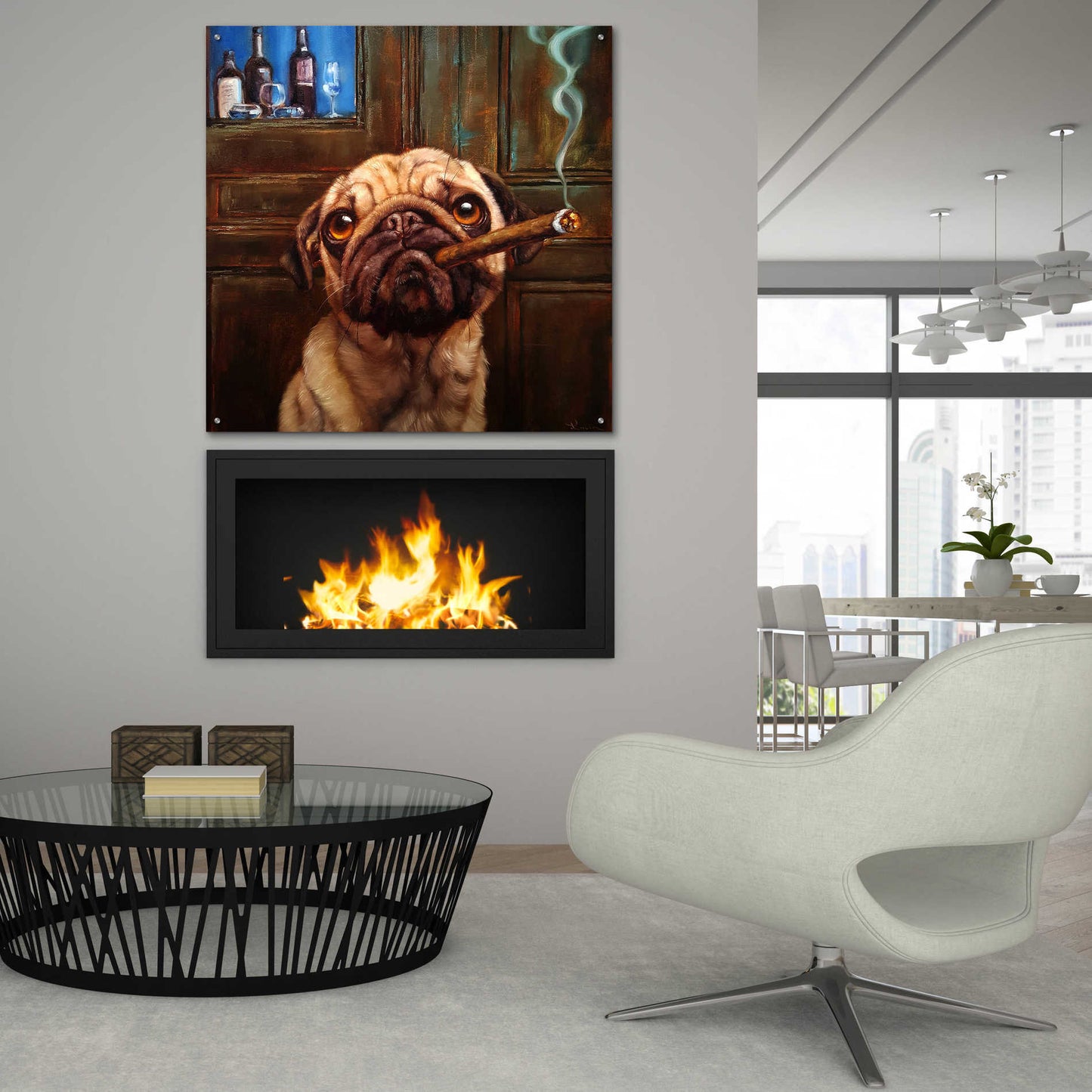 Epic Art 'Uptown Pug' by Lucia Heffernan, Acrylic Glass Wall Art,36x36