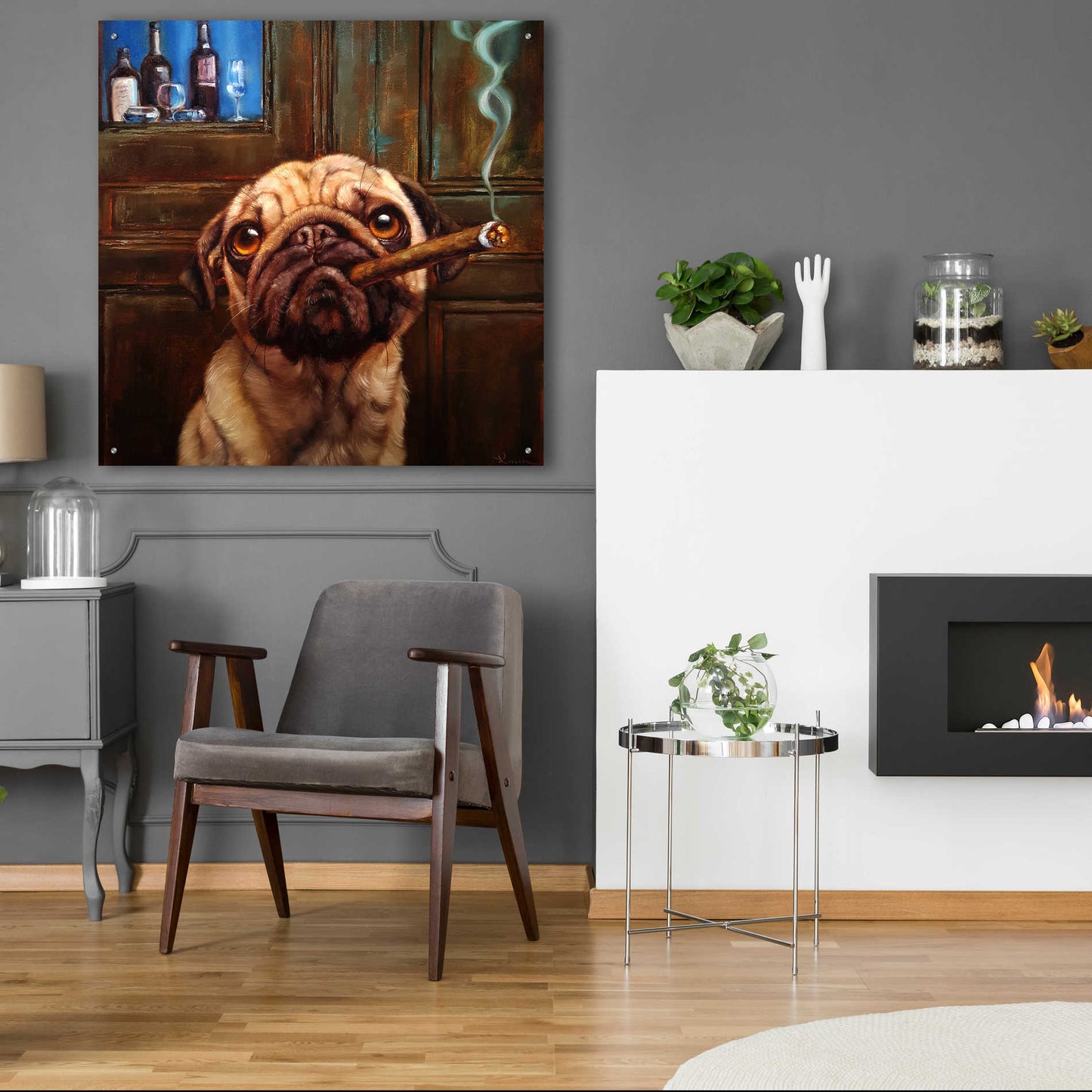 Epic Art 'Uptown Pug' by Lucia Heffernan, Acrylic Glass Wall Art,36x36