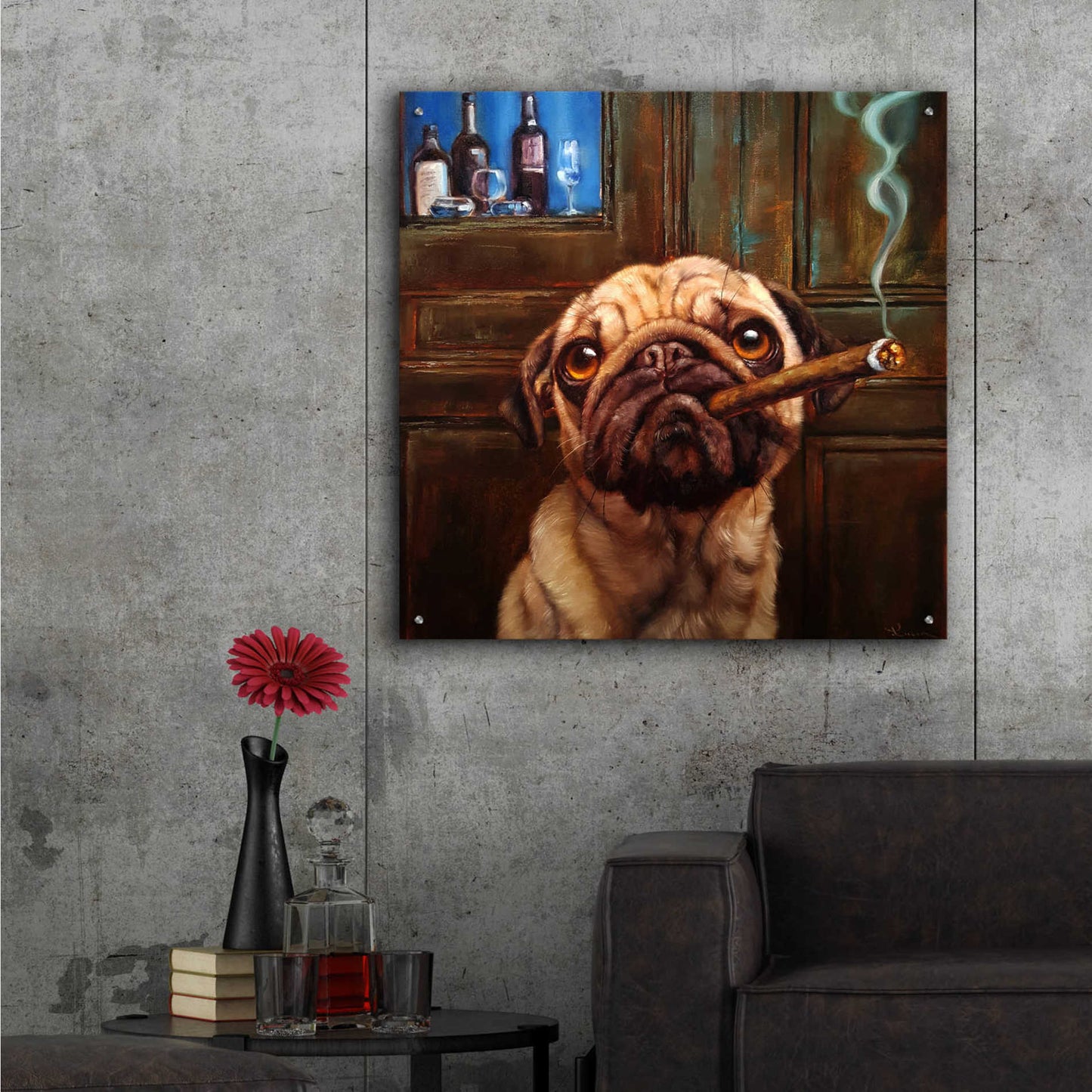 Epic Art 'Uptown Pug' by Lucia Heffernan, Acrylic Glass Wall Art,36x36