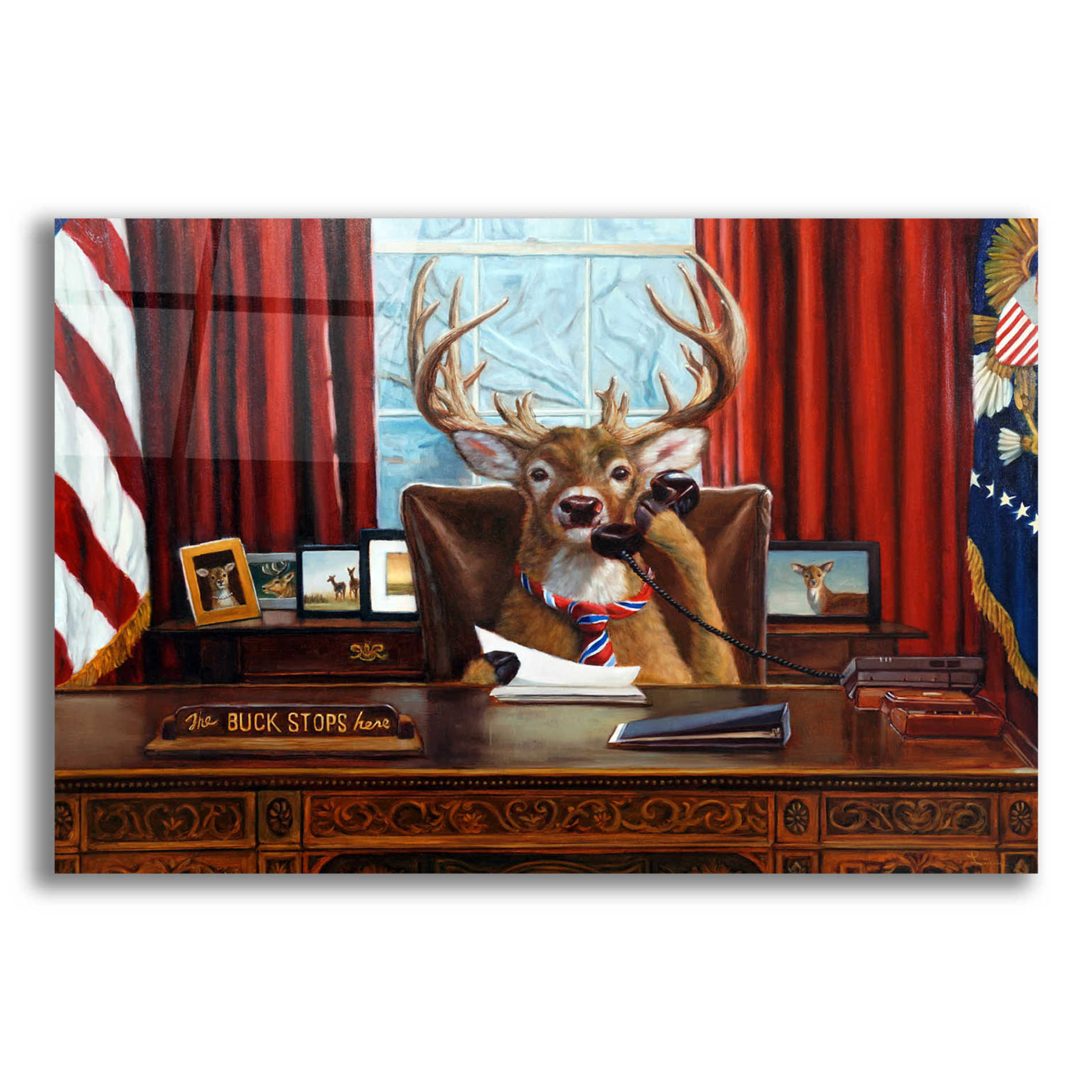 Epic Art 'The Buck Stops Here' by Lucia Heffernan, Acrylic Glass Wall Art,16x12