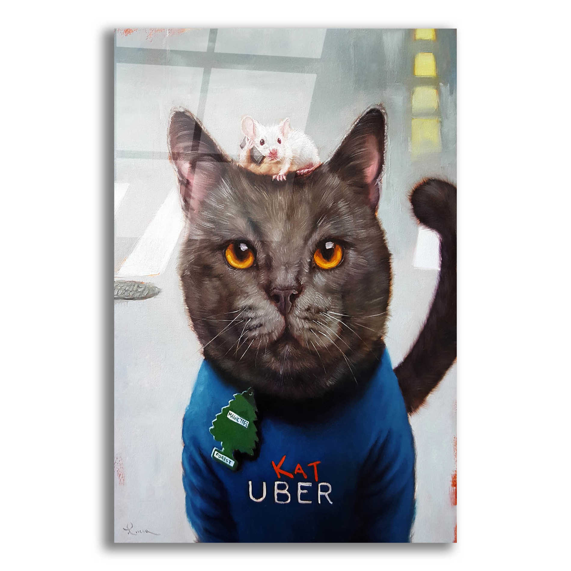 Epic Art 'Cat Uber' by Lucia Heffernan, Acrylic Glass Wall Art,12x16