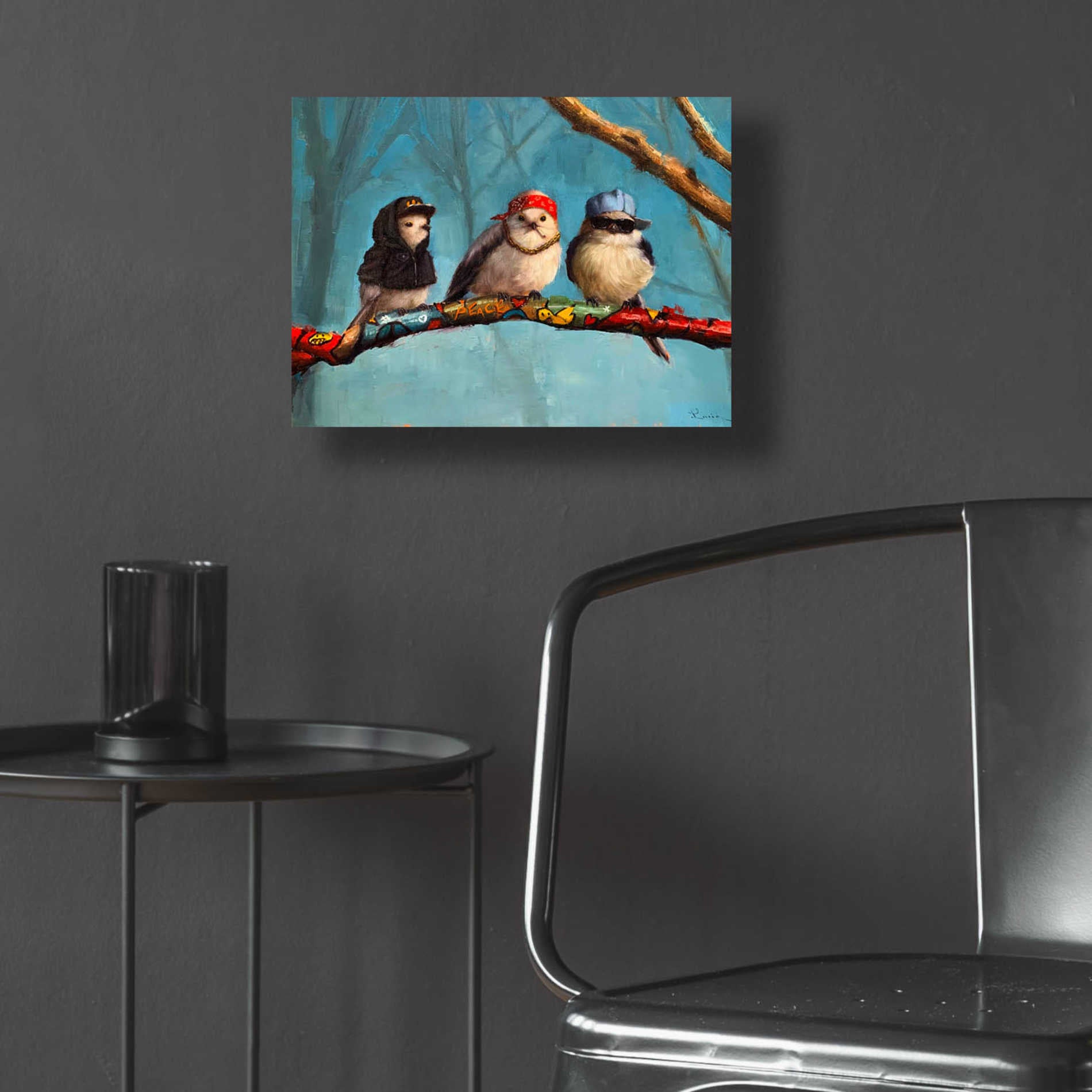 Epic Art 'Birdz In Da Hood' by Lucia Heffernan, Acrylic Glass Wall Art,16x12