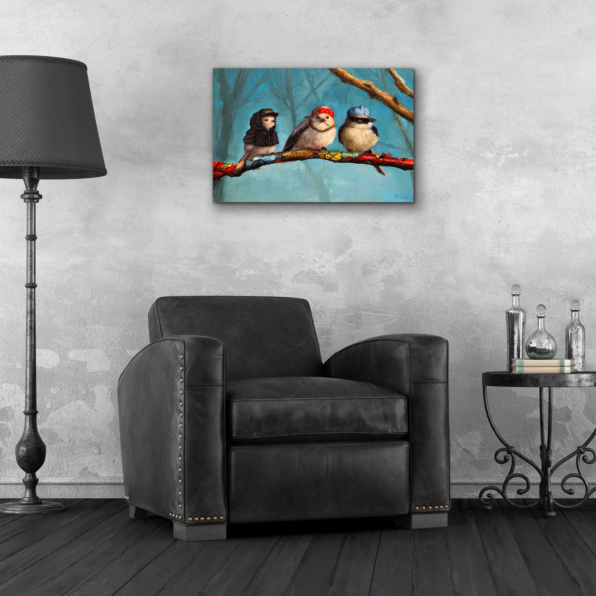 Epic Art 'Birdz In Da Hood' by Lucia Heffernan, Acrylic Glass Wall Art,24x16