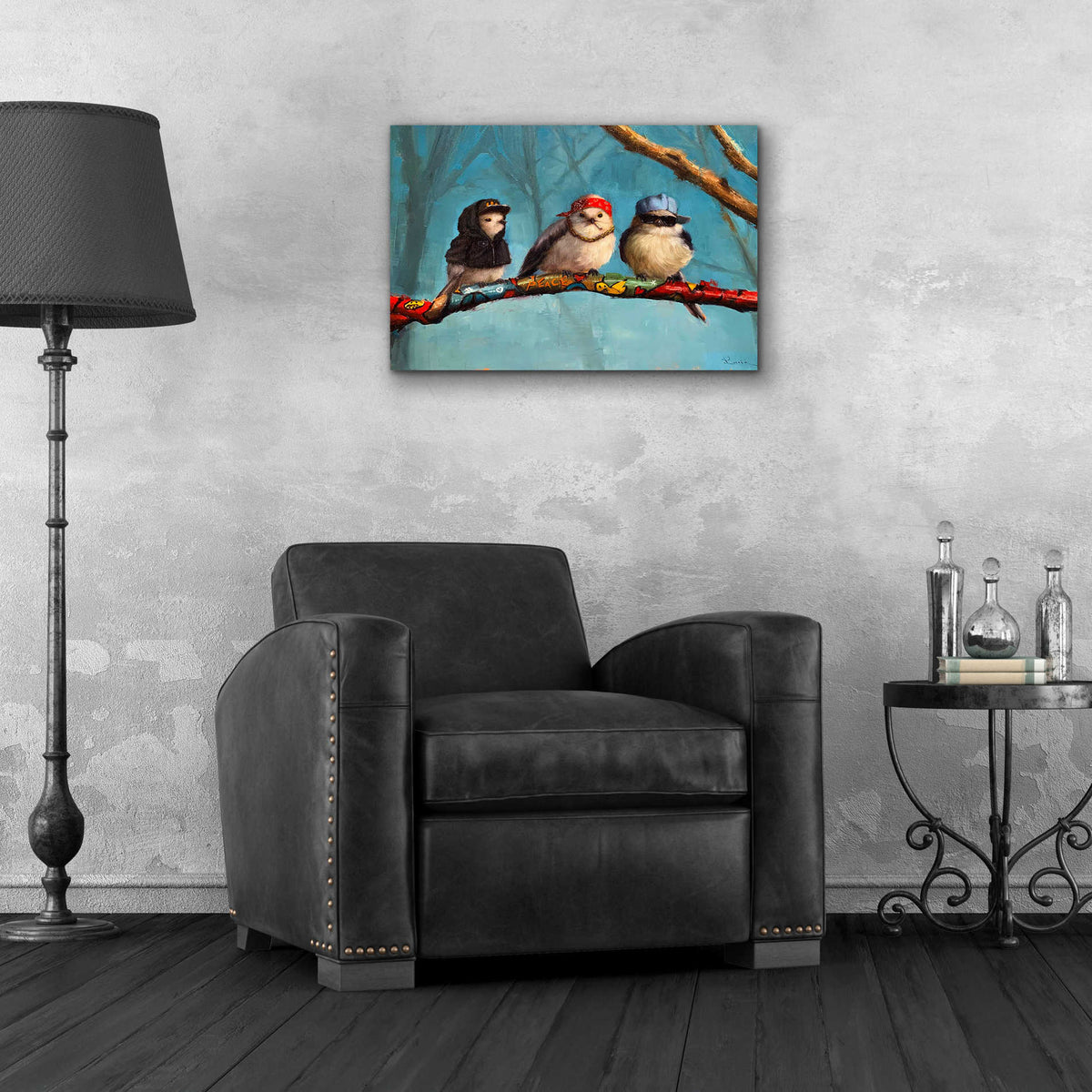 Epic Art 'Birdz In Da Hood' by Lucia Heffernan, Acrylic Glass Wall Art,24x16