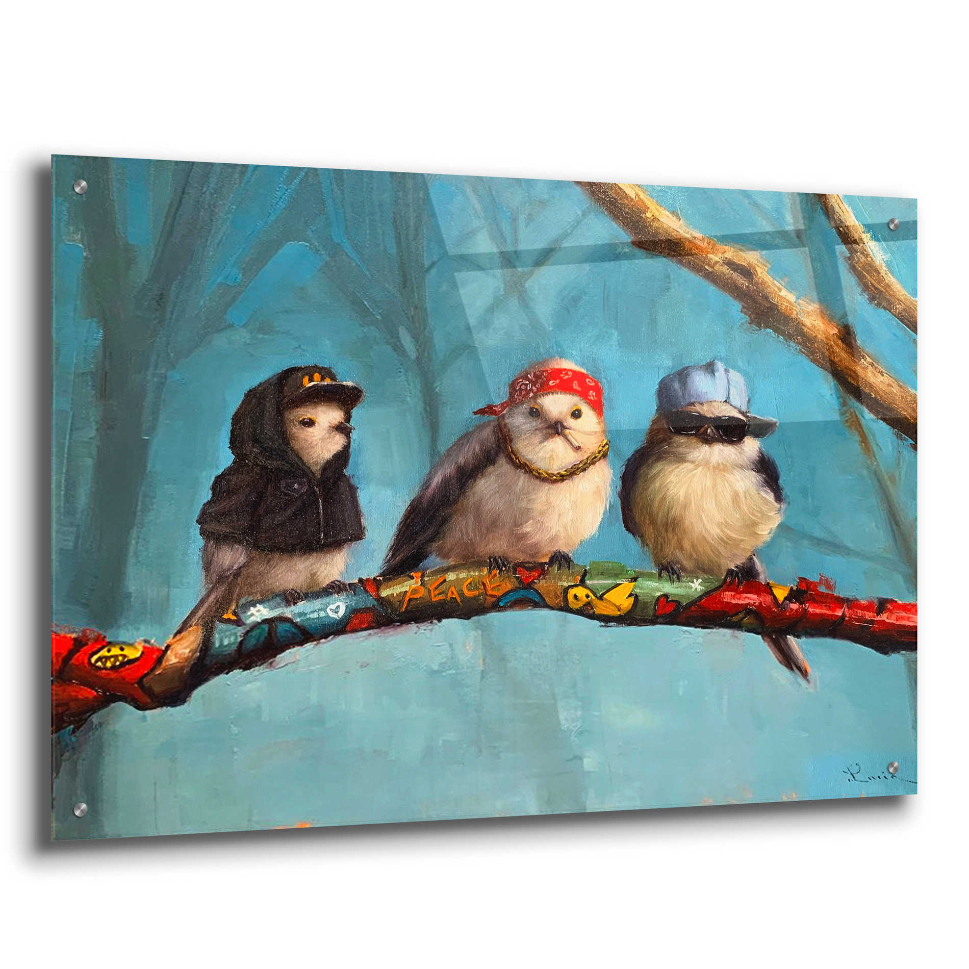 Epic Art 'Birdz In Da Hood' by Lucia Heffernan, Acrylic Glass Wall Art,36x24