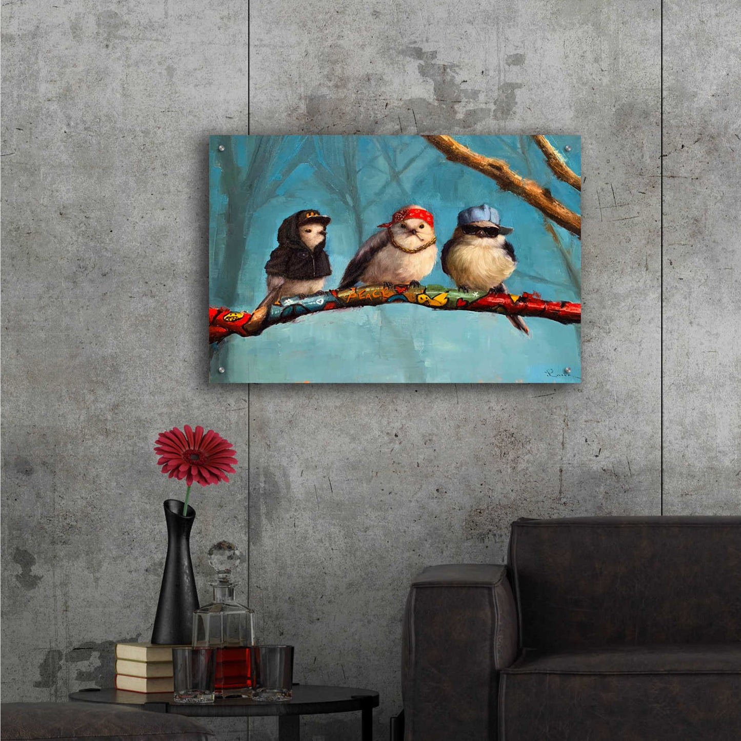 Epic Art 'Birdz In Da Hood' by Lucia Heffernan, Acrylic Glass Wall Art,36x24