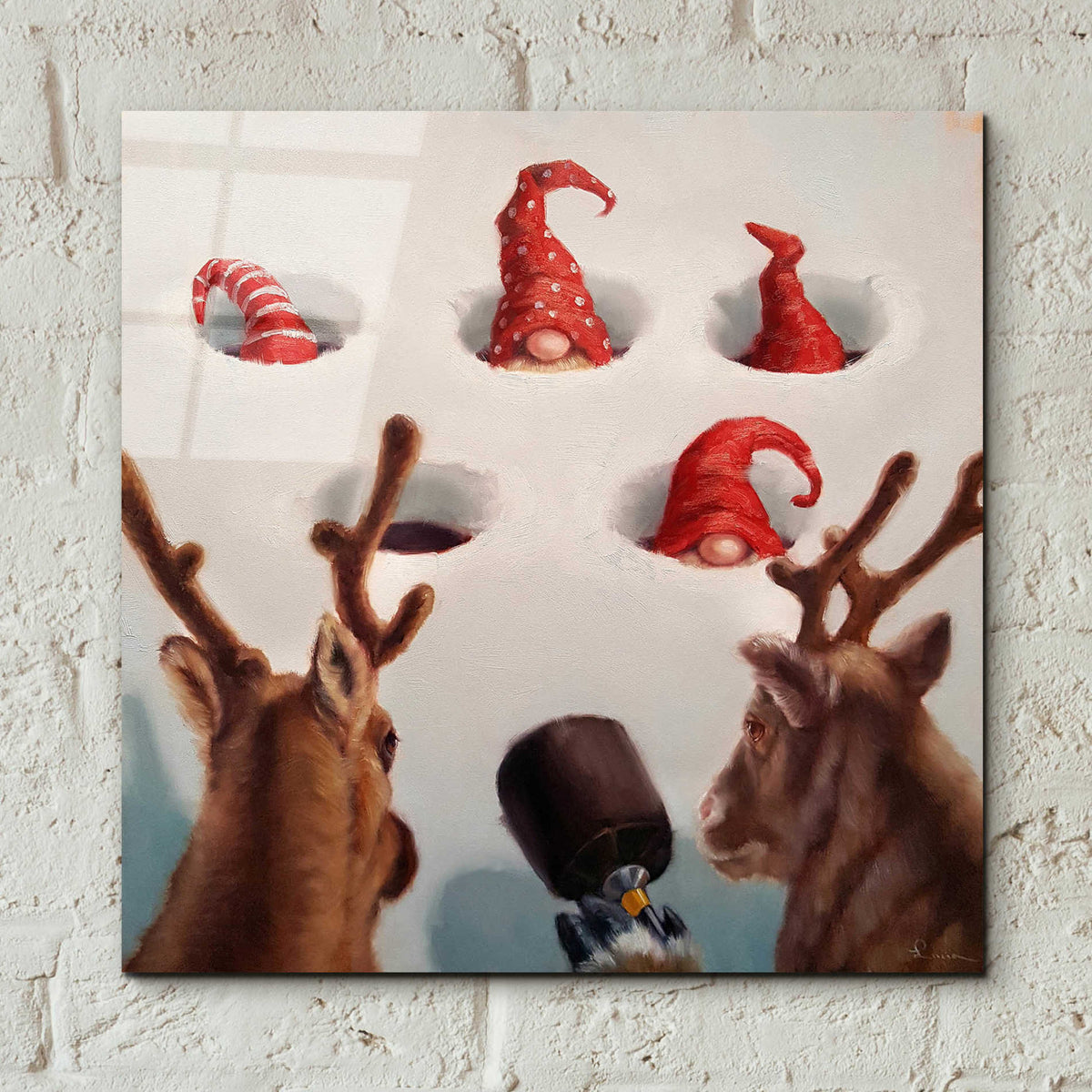 Epic Art 'Whack-An-Elf' by Lucia Heffernan, Acrylic Glass Wall Art,12x12
