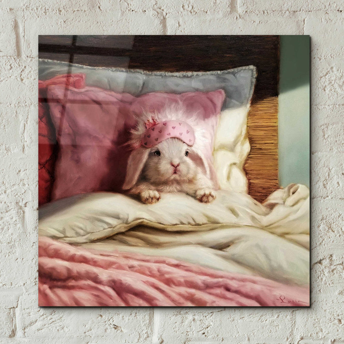Epic Art 'Bed Hare' by Lucia Heffernan, Acrylic Glass Wall Art,12x12