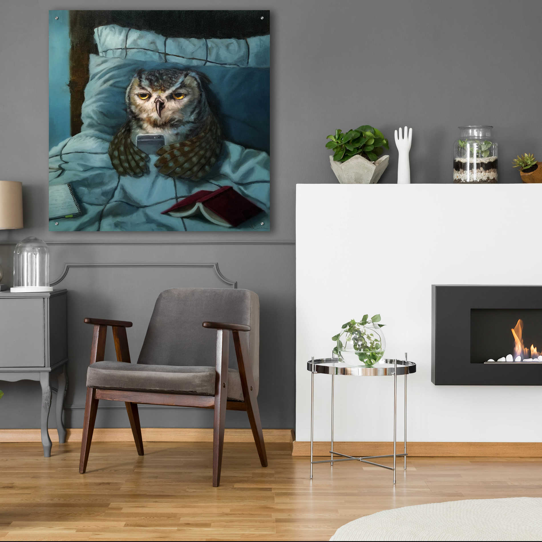 Epic Art 'Night Owl' by Lucia Heffernan, Acrylic Glass Wall Art,36x36