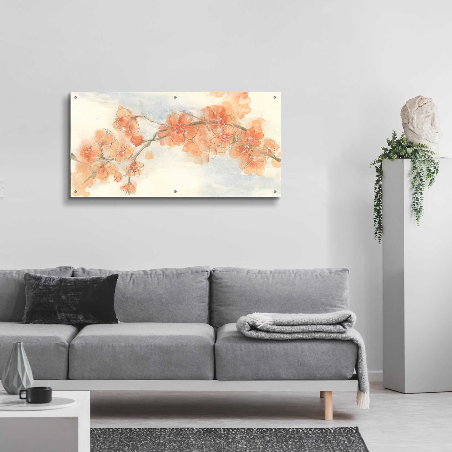 Epic Art 'Peach Blossom II' by Chris Paschke, Acrylic Glass Wall Art,48x24