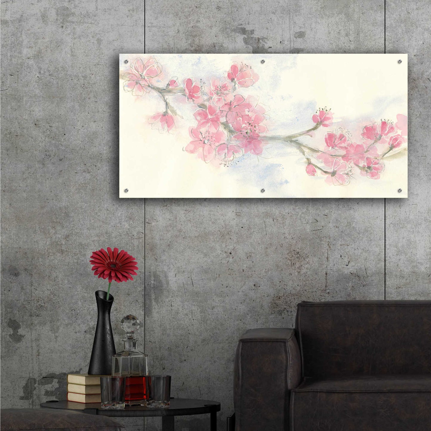 Epic Art 'Cherry Blossom II' by Chris Paschke, Acrylic Glass Wall Art,48x24